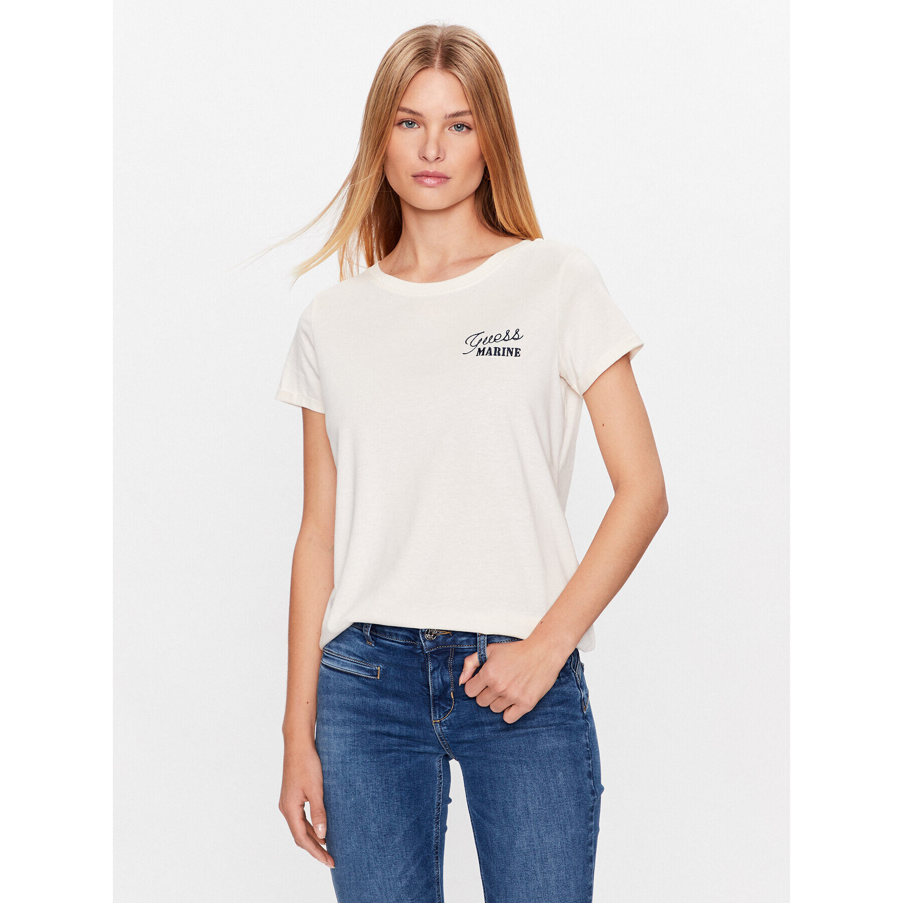 Guess T-Shirt Marine Logo W3GI37 K46D1 Bílá Regular Fit - Pepit.cz