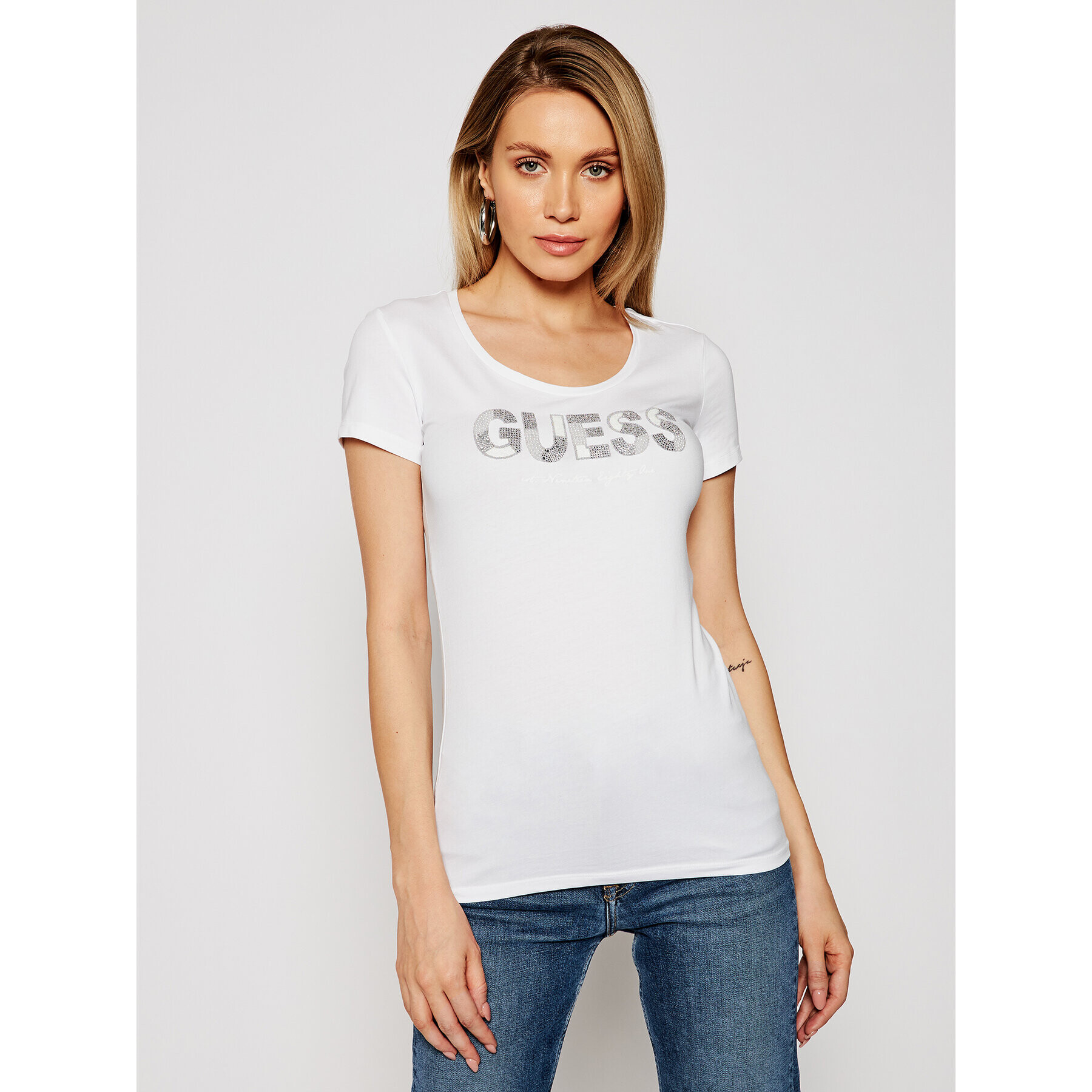 Guess T-Shirt Martina Tee W1GI36 J1300 Bílá Slim Fit - Pepit.cz