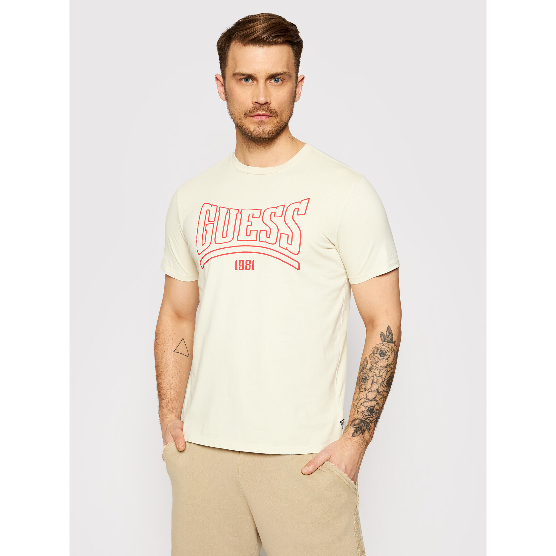 Guess T-Shirt MBGI31 R9RM3 Béžová Regular Fit - Pepit.cz