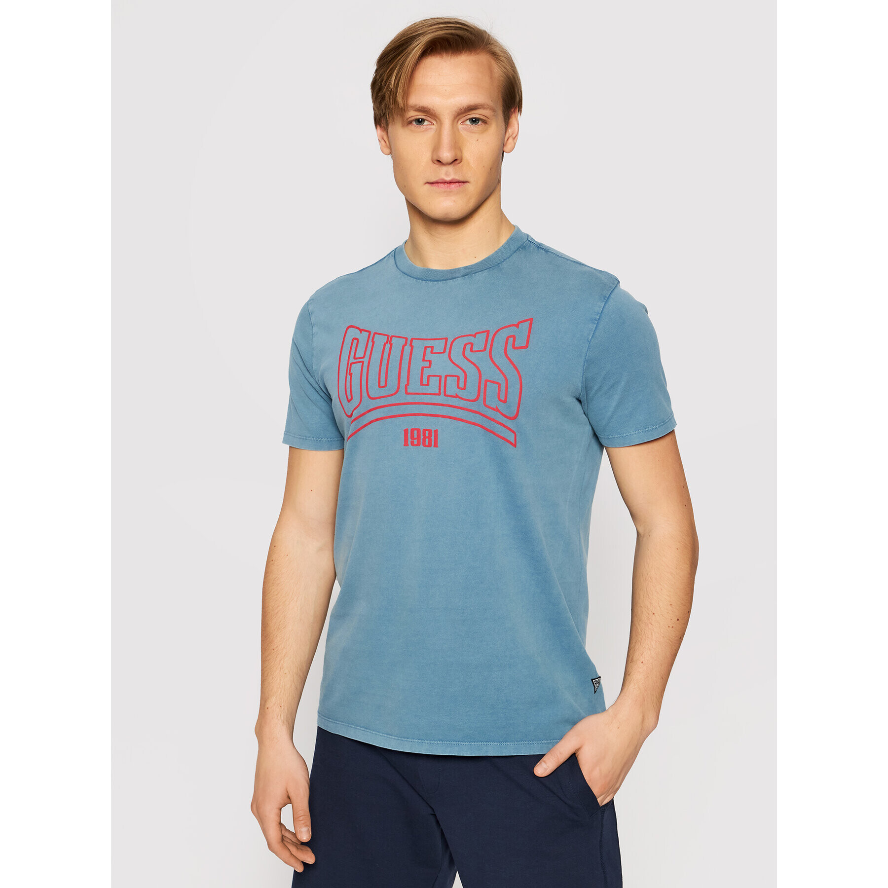 Guess T-Shirt MBGI31 R9RM3 Modrá Regular Fit - Pepit.cz