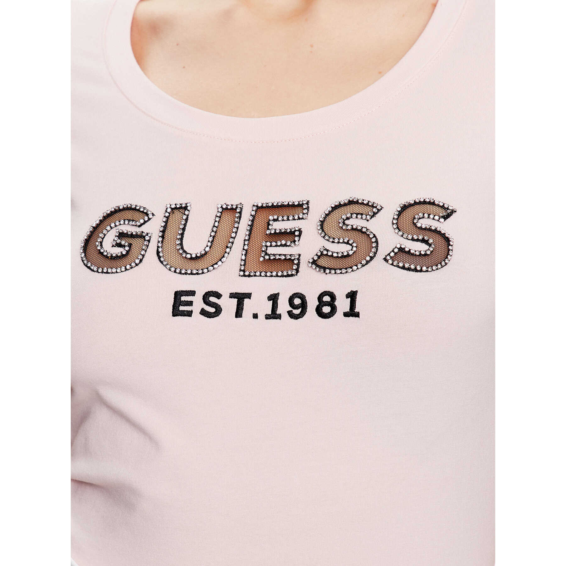 Guess T-Shirt Mesh Logo W3GI35 J1300 Růžová Slim Fit - Pepit.cz