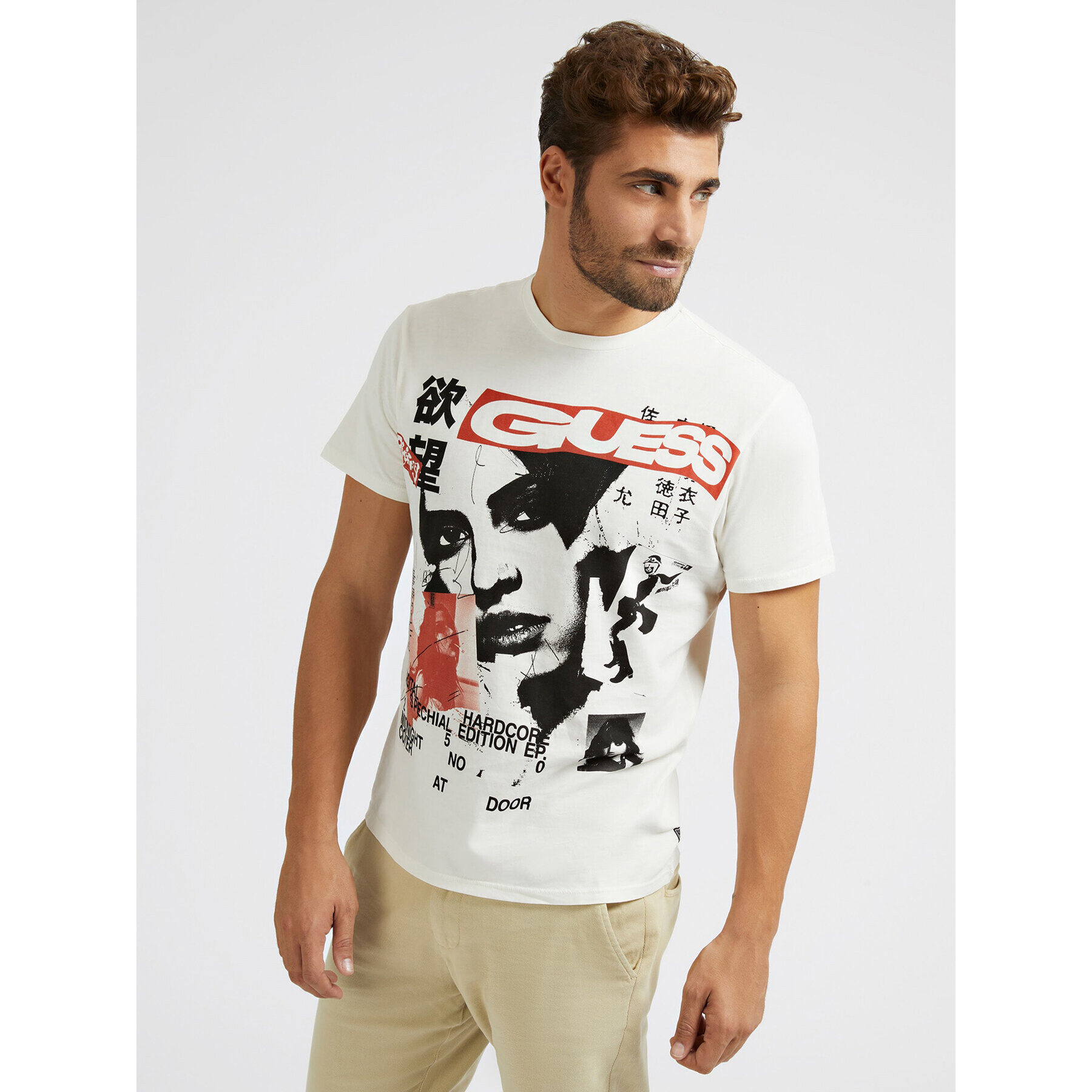 Guess T-Shirt Midnight M3RI41 KBDK0 Bílá Slim Fit - Pepit.cz