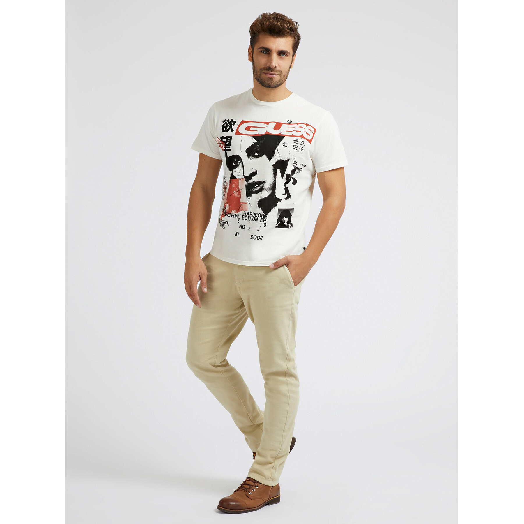 Guess T-Shirt Midnight M3RI41 KBDK0 Bílá Slim Fit - Pepit.cz