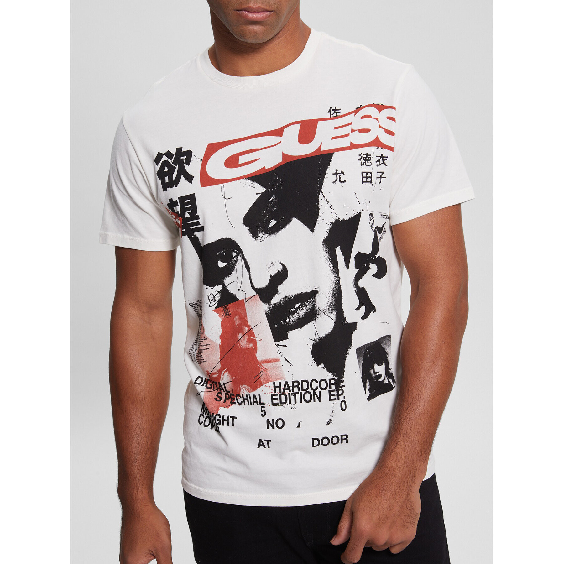 Guess T-Shirt Midnight M3RI41 KBDK0 Bílá Slim Fit - Pepit.cz