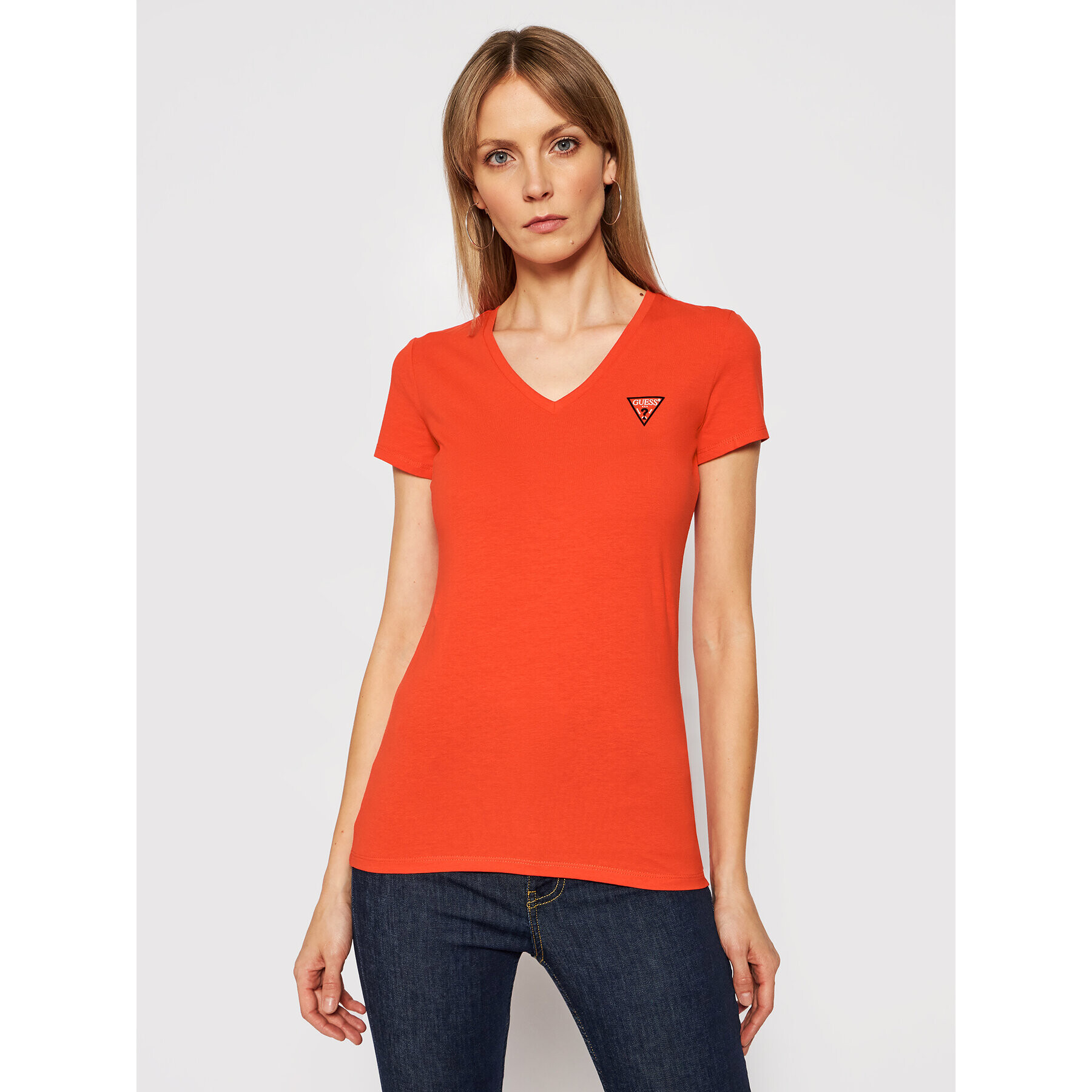 Guess T-Shirt Mini Triangle W1GI17 J1311 Oranžová Slim Fit - Pepit.cz