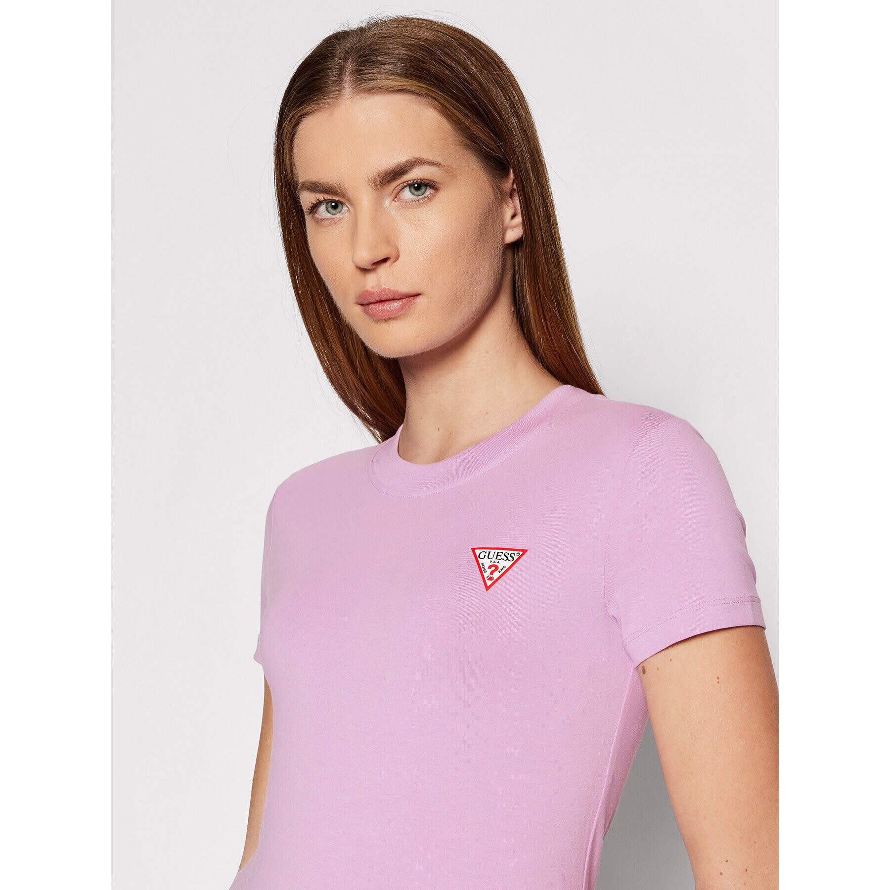 Guess T-Shirt Mini Triangle W1YI0Z J1311 Fialová Slim Fit - Pepit.cz