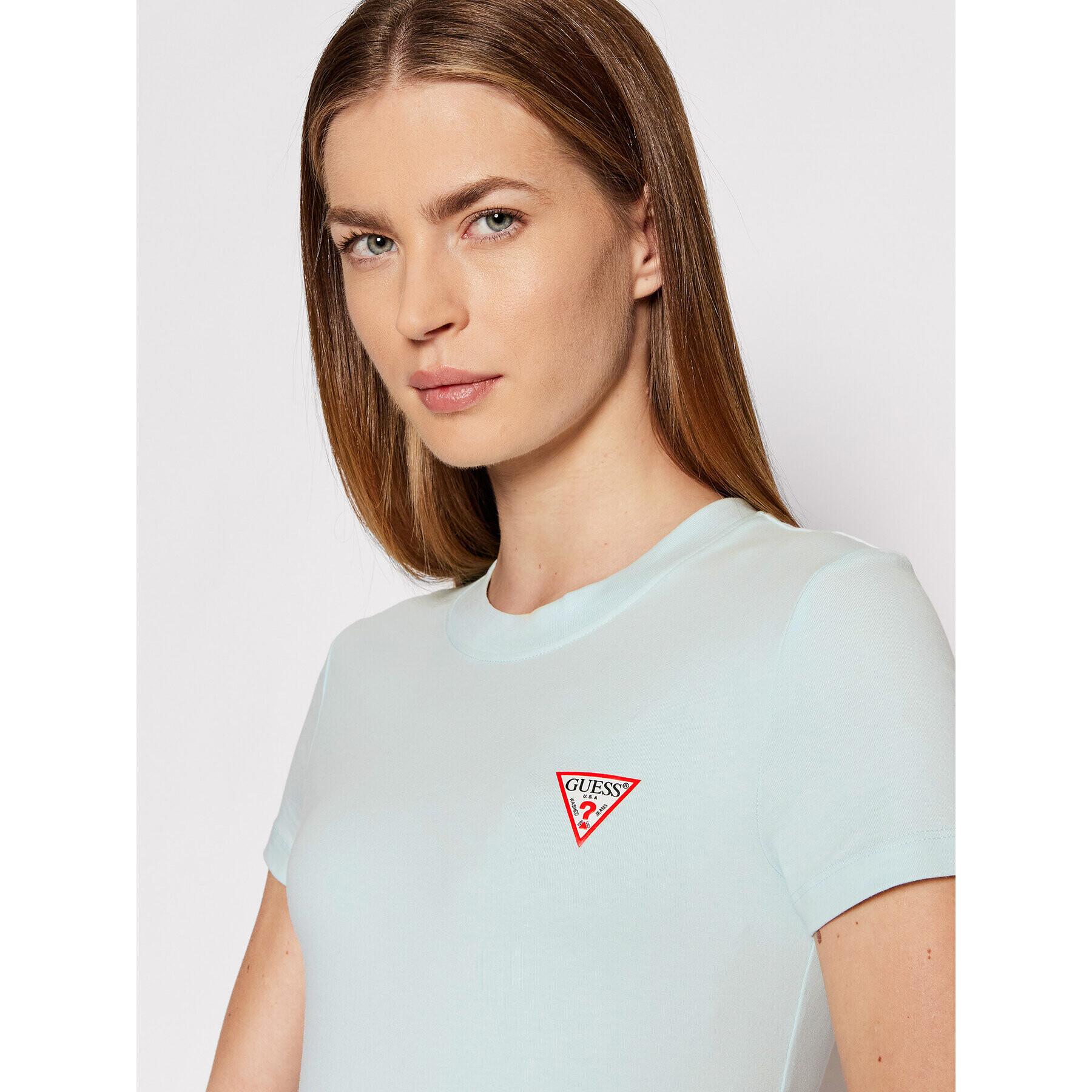 Guess T-Shirt Mini Triangle W1YI0Z J1311 Modrá Slim Fit - Pepit.cz