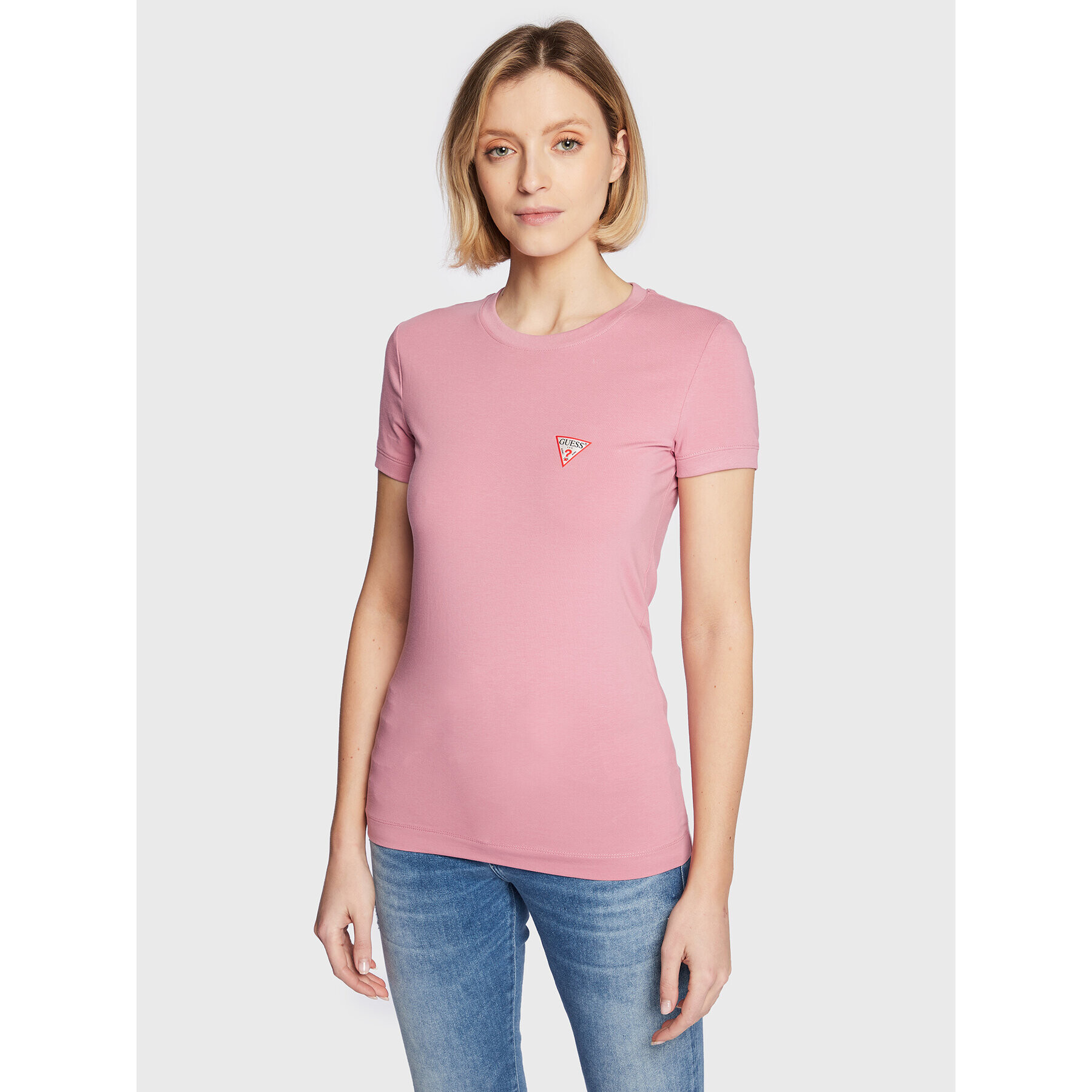 Guess T-Shirt Mini Triangle W2YI44 J1311 Růžová Slim Fit - Pepit.cz