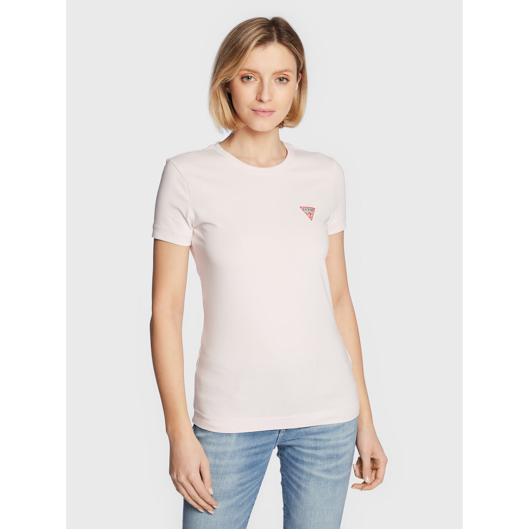 Guess T-Shirt Mini Triangle W2YI44 J1311 Růžová Slim Fit - Pepit.cz