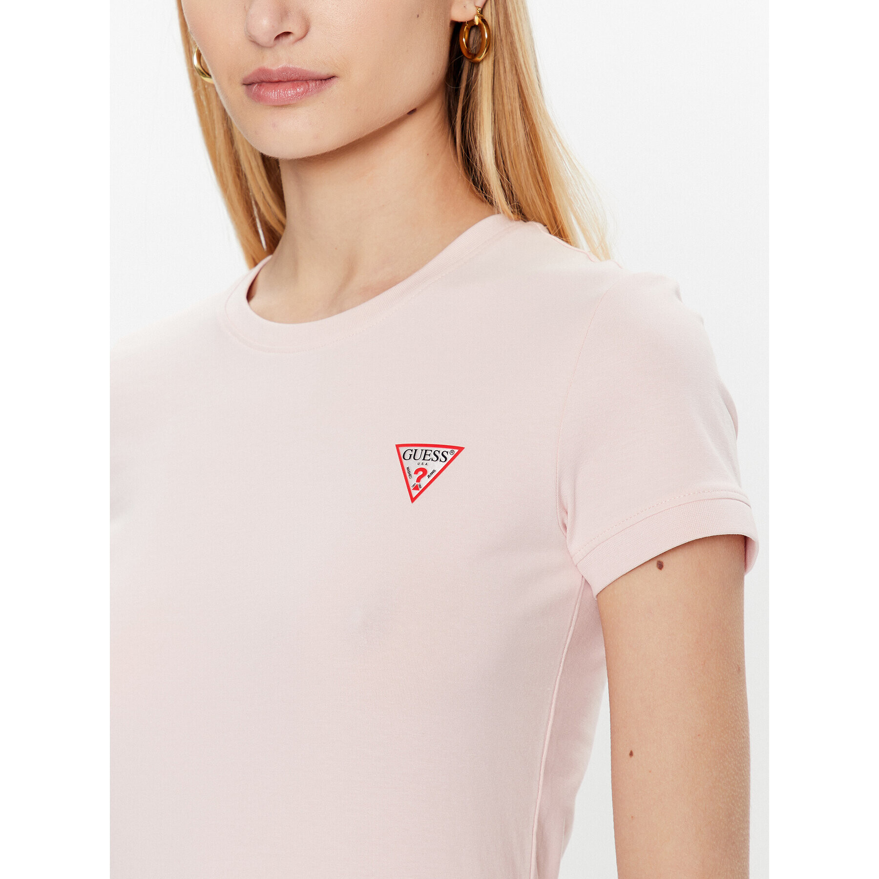 Guess T-Shirt Mini Triangle W2YI44 J1311 Růžová Slim Fit - Pepit.cz