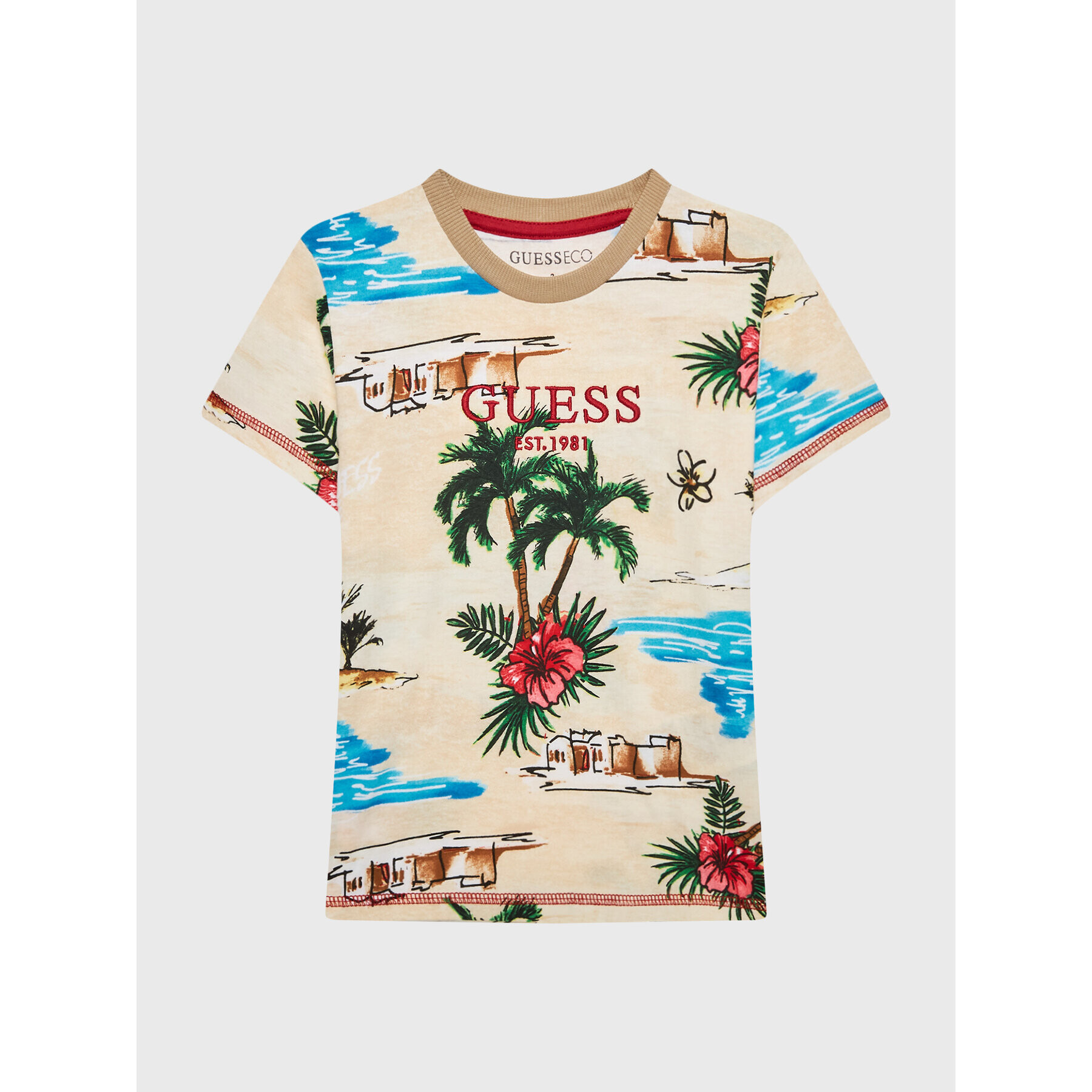 Guess T-Shirt N3GI24 K8HM3 Béžová Regular Fit - Pepit.cz