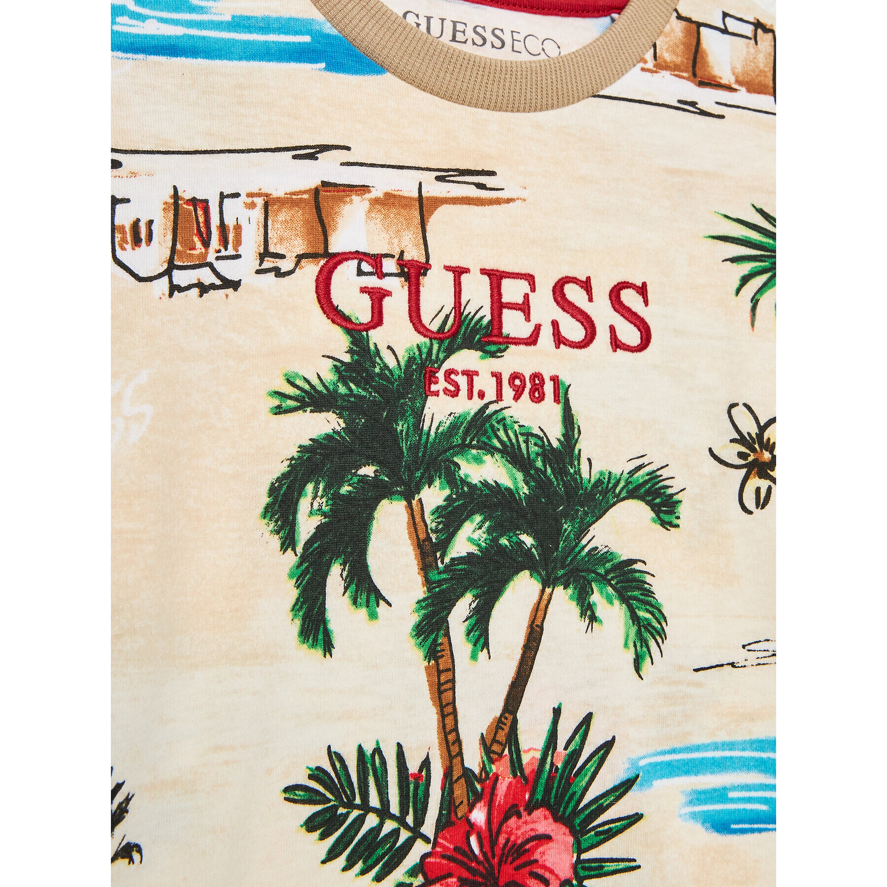 Guess T-Shirt N3GI24 K8HM3 Béžová Regular Fit - Pepit.cz