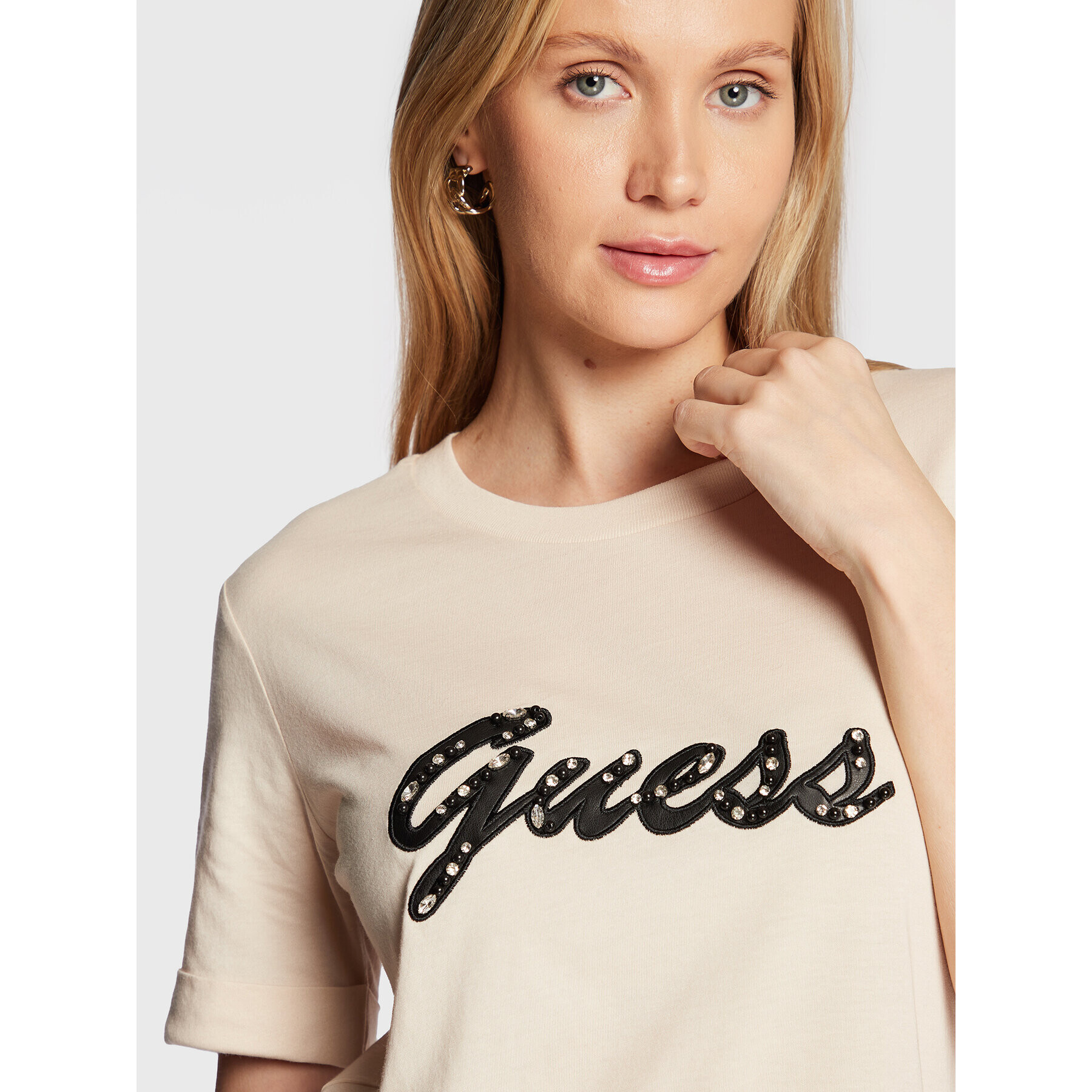 Guess T-Shirt Nichita W2BI15 K46D1 Béžová Regular Fit - Pepit.cz