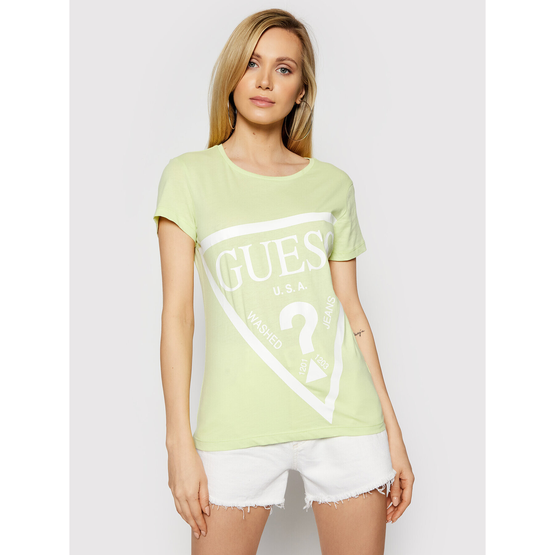 Guess T-Shirt O1GA56 JA911 Zelená Regular Fit - Pepit.cz