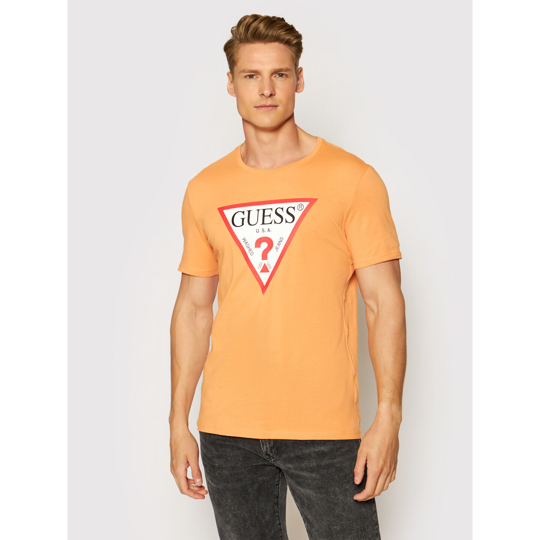 Guess T-Shirt Original Logo M1RI71 I3Z11 Oranžová Slim Fit - Pepit.cz