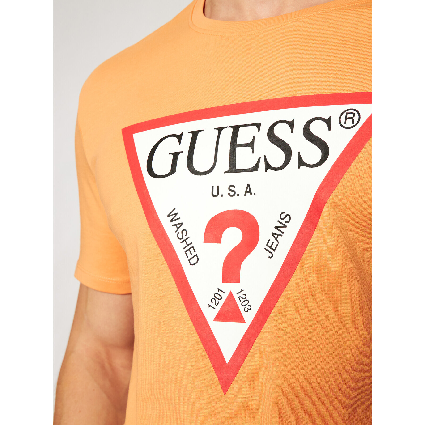 Guess T-Shirt Original Logo M1RI71 I3Z11 Oranžová Slim Fit - Pepit.cz