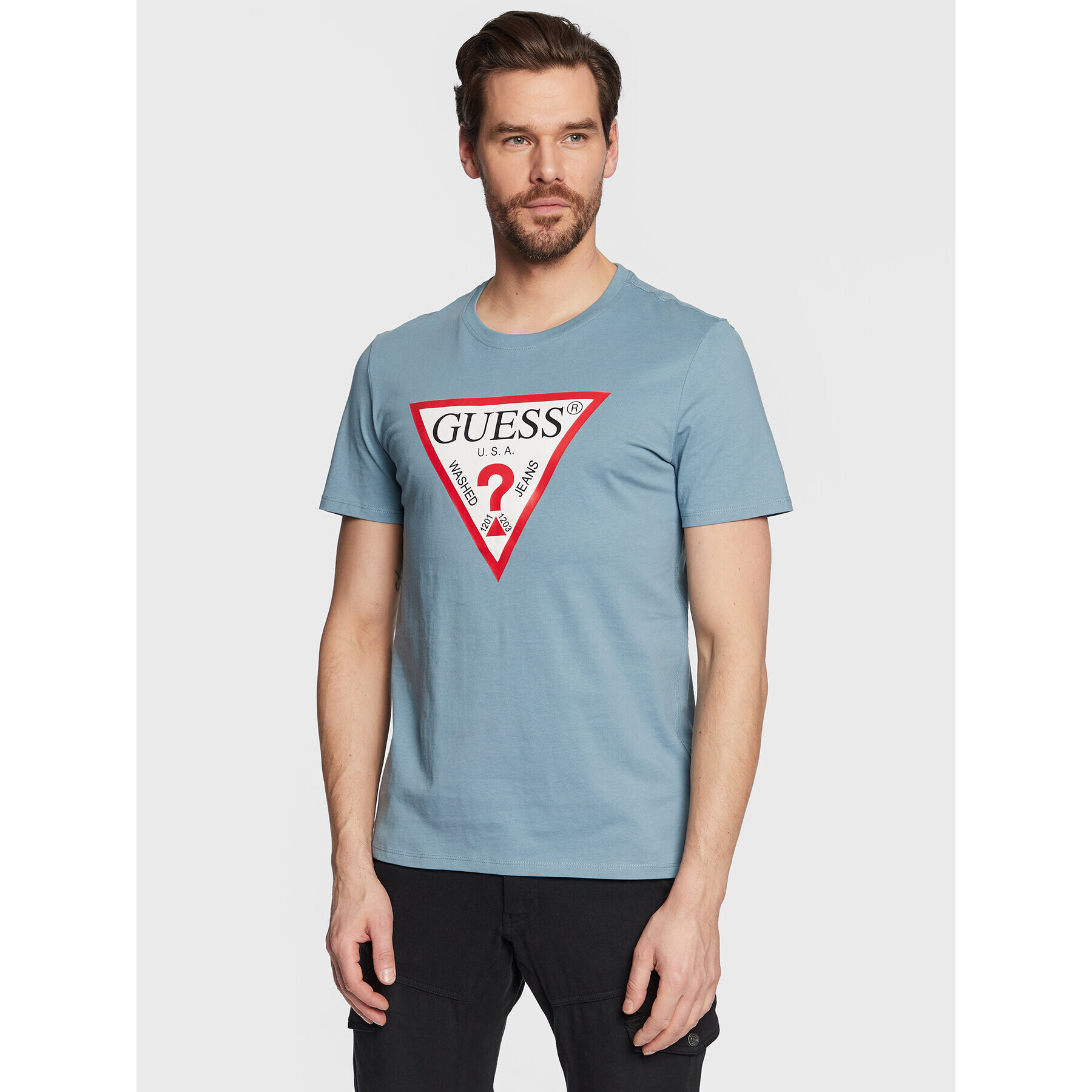 Guess T-Shirt Original Logo M2YI71 I3Z11 Modrá Slim Fit - Pepit.cz