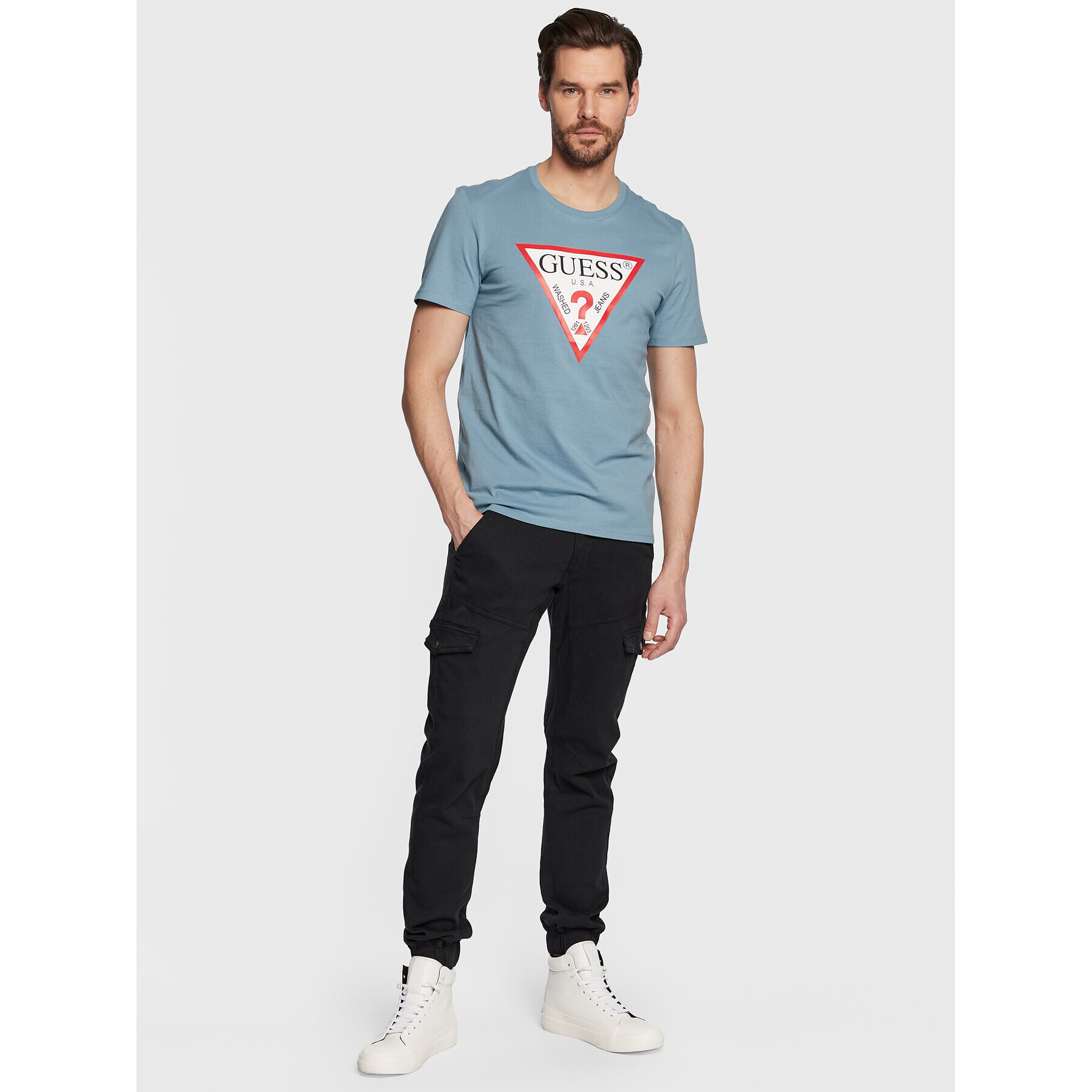 Guess T-Shirt Original Logo M2YI71 I3Z11 Modrá Slim Fit - Pepit.cz