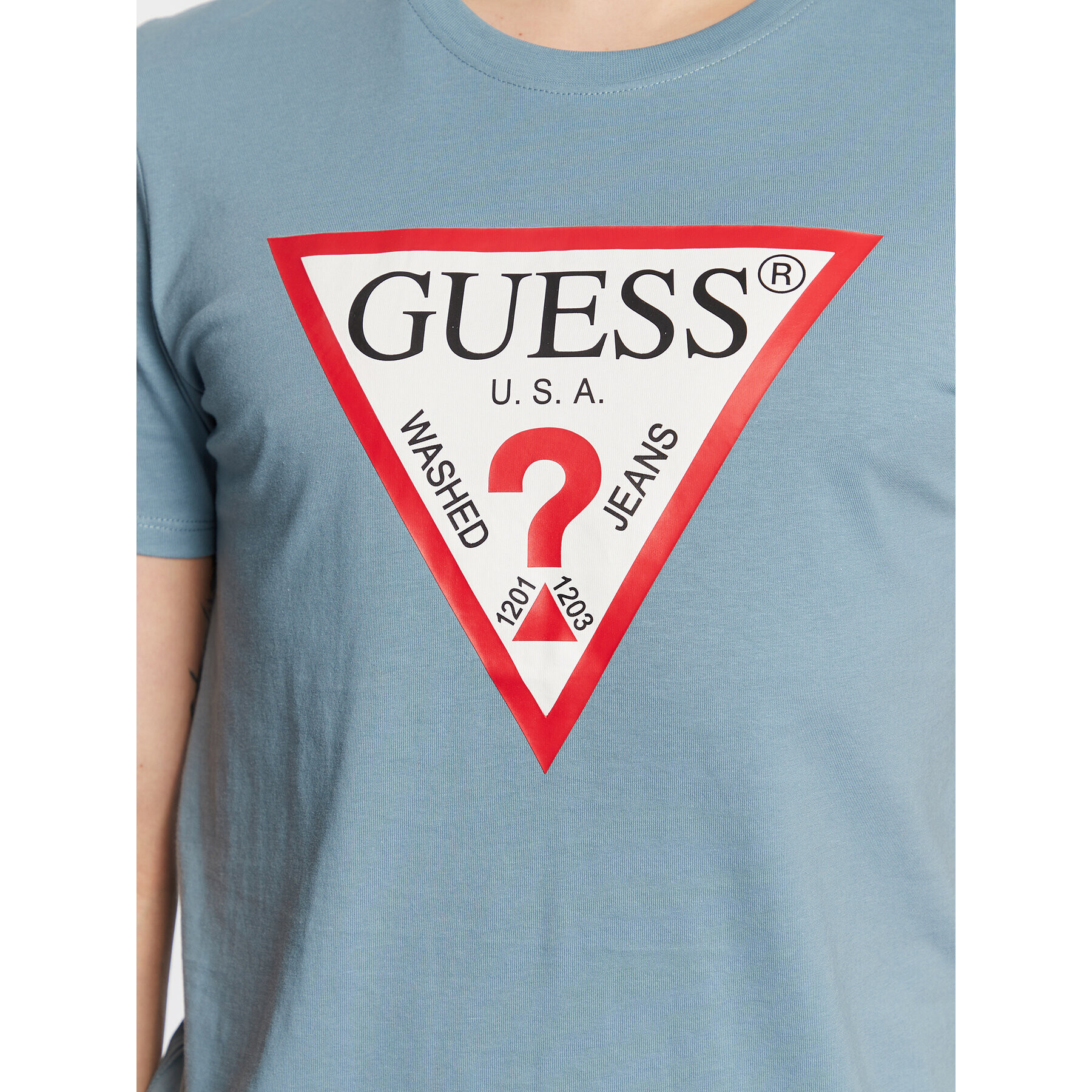 Guess T-Shirt Original Logo M2YI71 I3Z11 Modrá Slim Fit - Pepit.cz