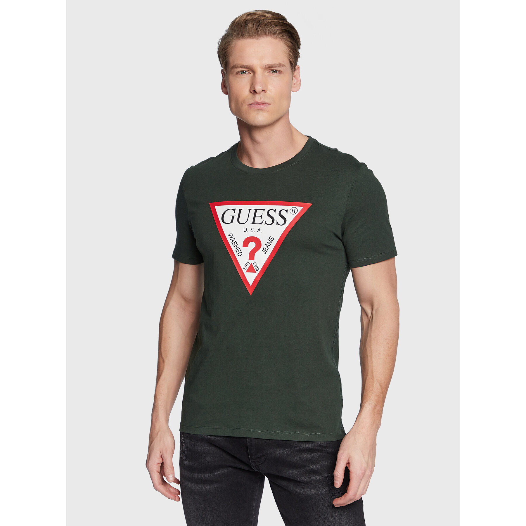 Guess T-Shirt Original Logo M2YI71 I3Z11 Zelená Slim Fit - Pepit.cz