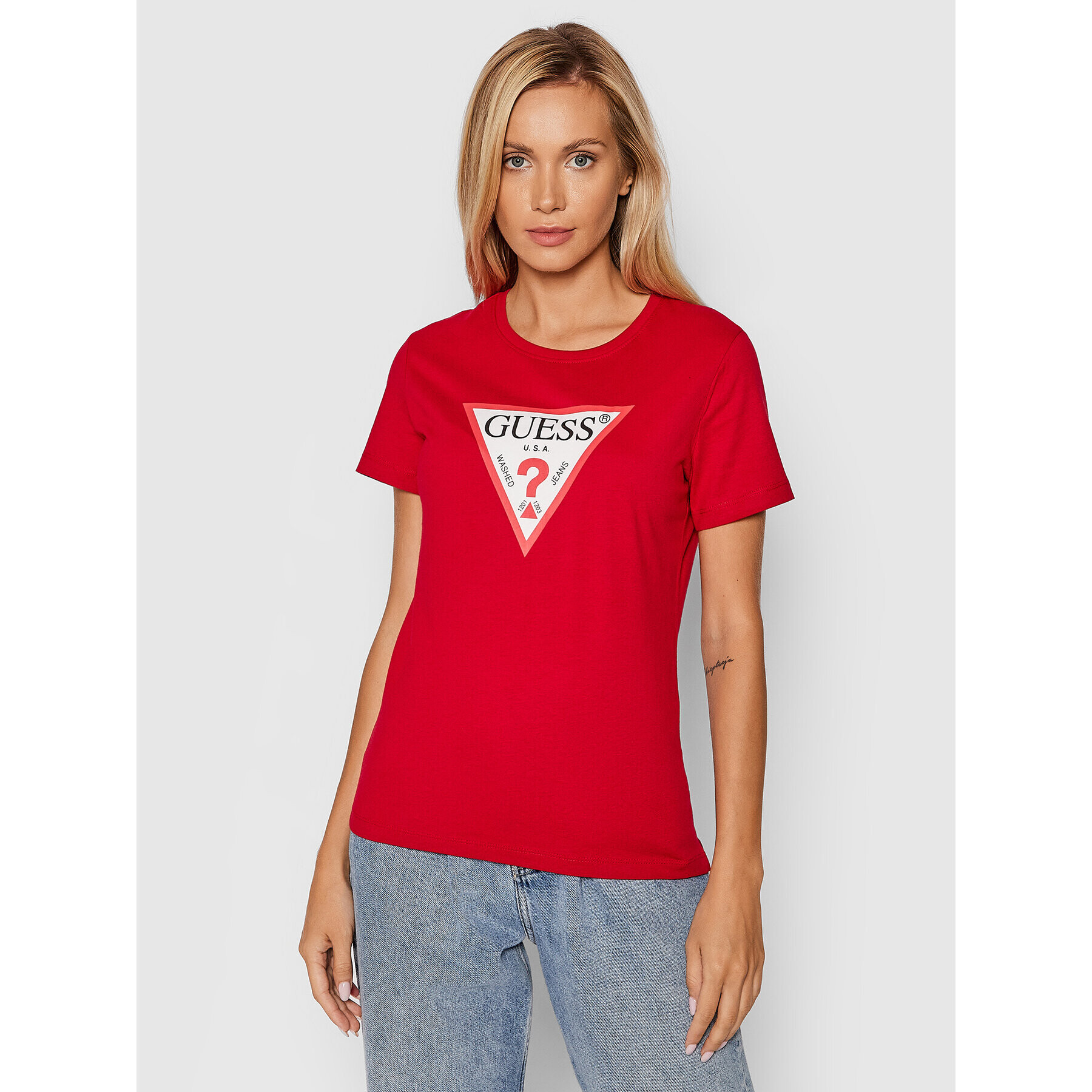 Guess T-Shirt Original W1YI1B I3Z11 Červená Boxy Fit - Pepit.cz