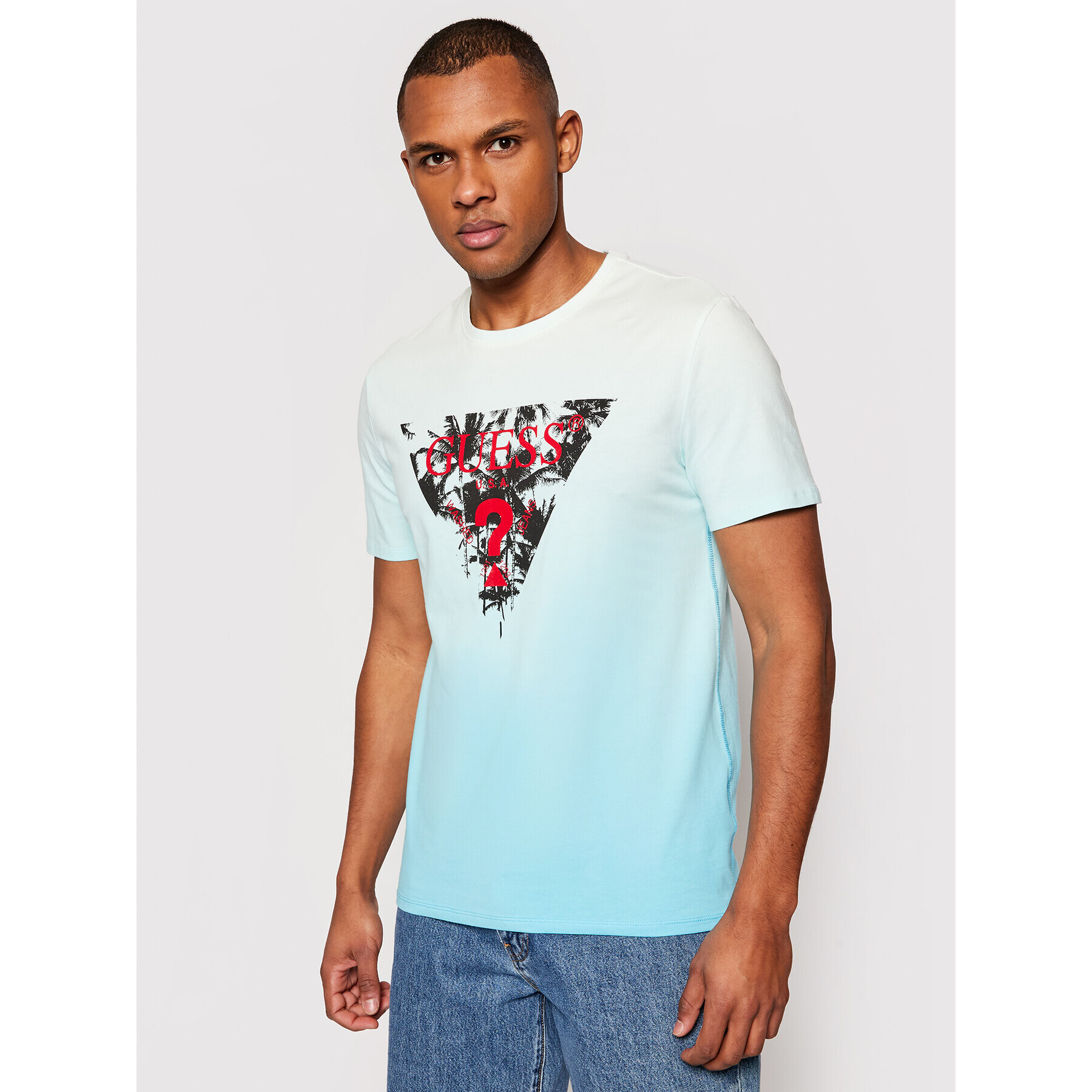 Guess T-Shirt Palm Beach M1RI84 J1300 Modrá Regular Fit - Pepit.cz