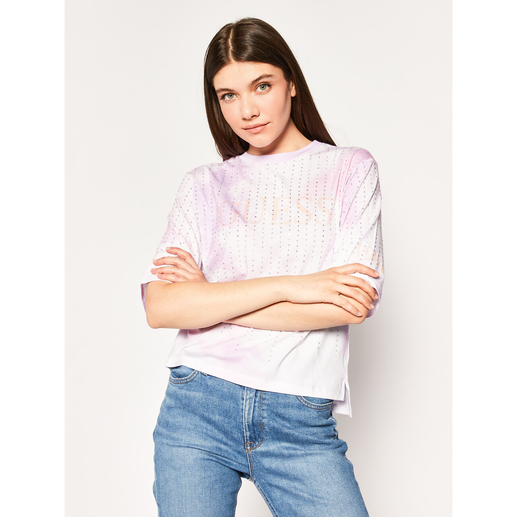 Guess T-Shirt Pastel Tee W0GI83 K46D0 Růžová Oversize - Pepit.cz