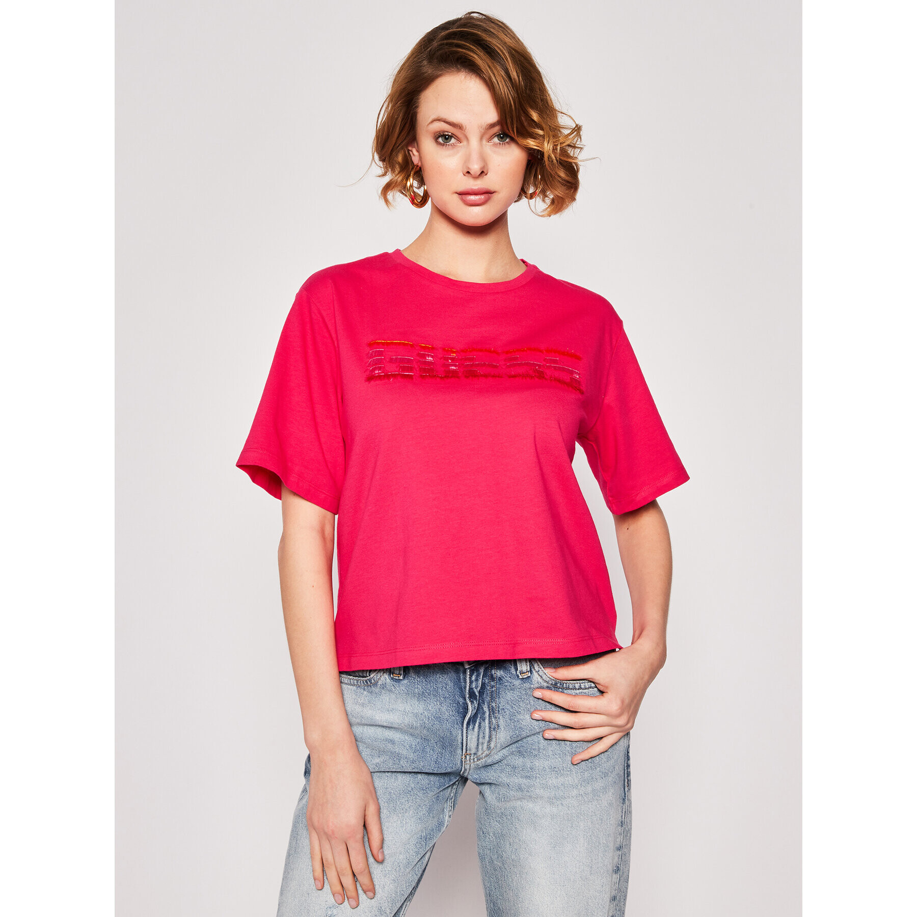 Guess T-Shirt Paulina W0GI0L K9OL0 Růžová Regular Fit - Pepit.cz