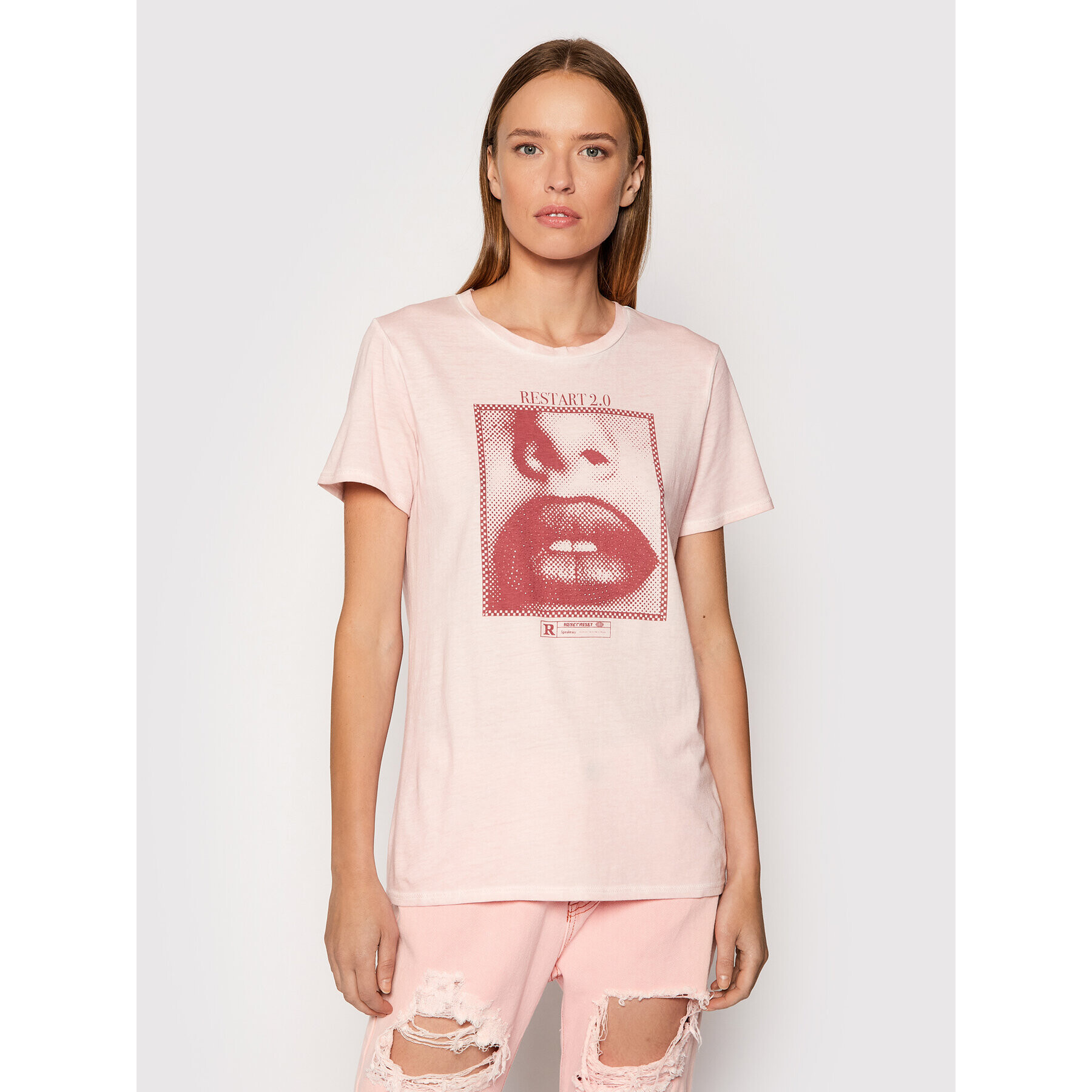 Guess T-Shirt Pixel Lip Easy W1BI28 K9SN1 Růžová Regular Fit - Pepit.cz