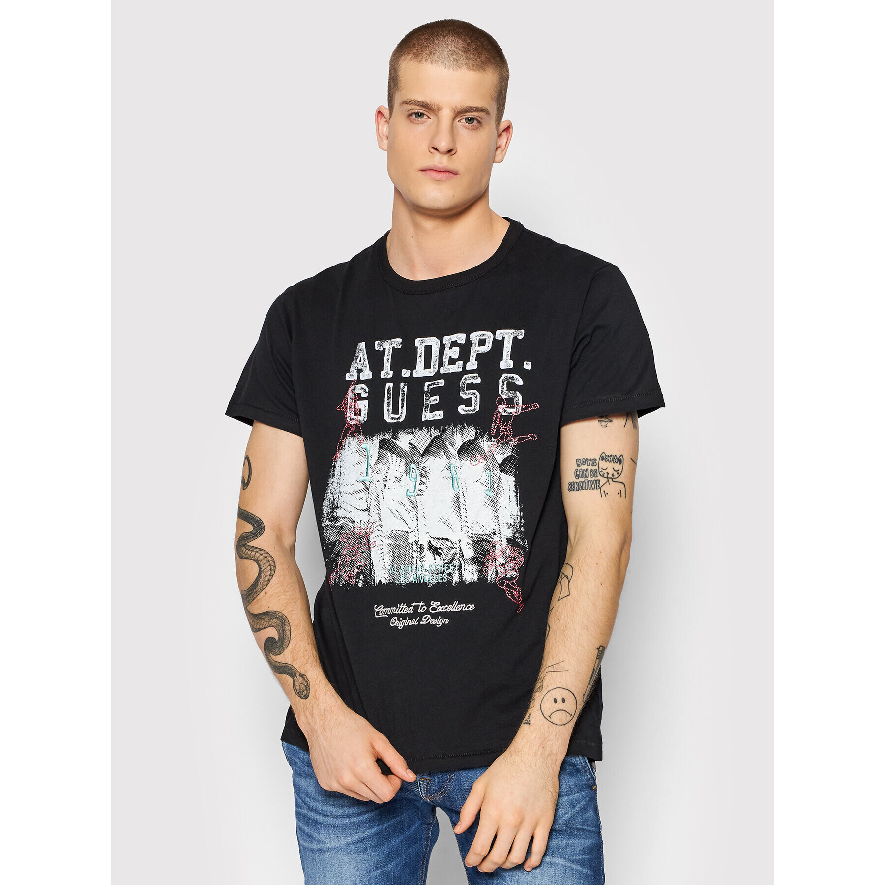 Guess T-Shirt Player M2RI05 KAR00 Černá Regular Fit - Pepit.cz