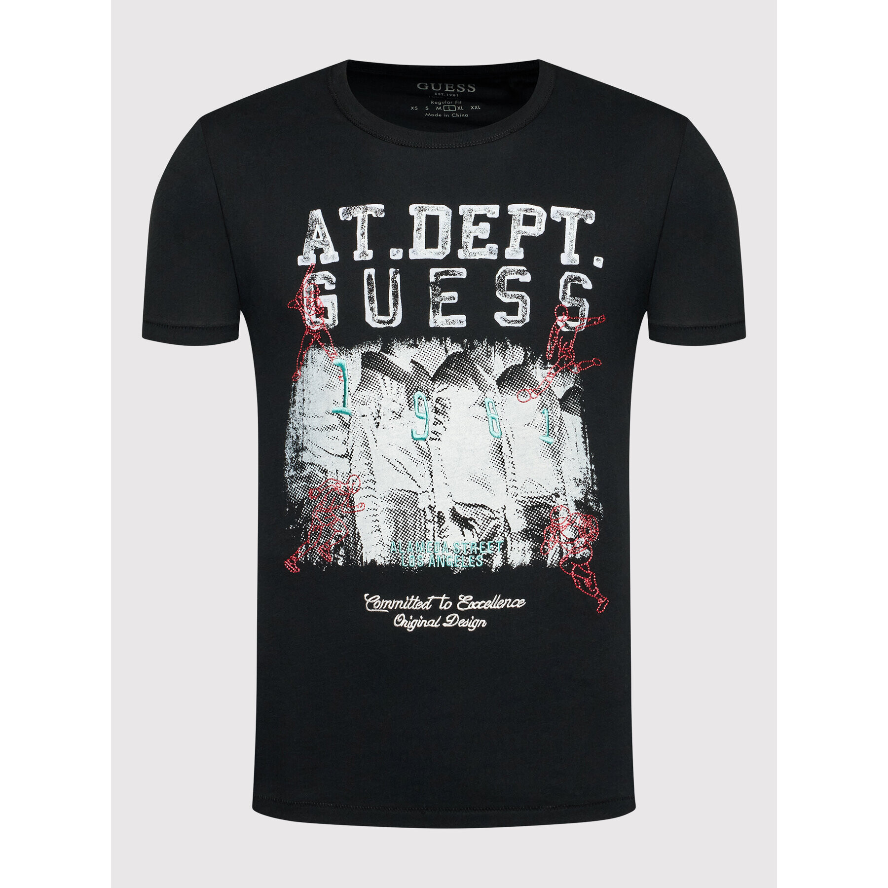 Guess T-Shirt Player M2RI05 KAR00 Černá Regular Fit - Pepit.cz