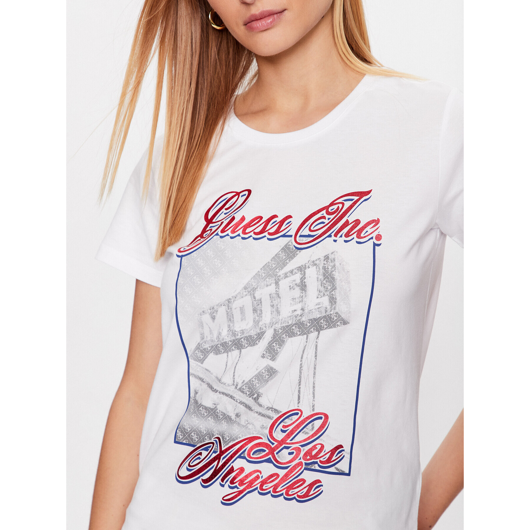 Guess T-Shirt Postcard W3GI20 JA914 Bílá Regular Fit - Pepit.cz