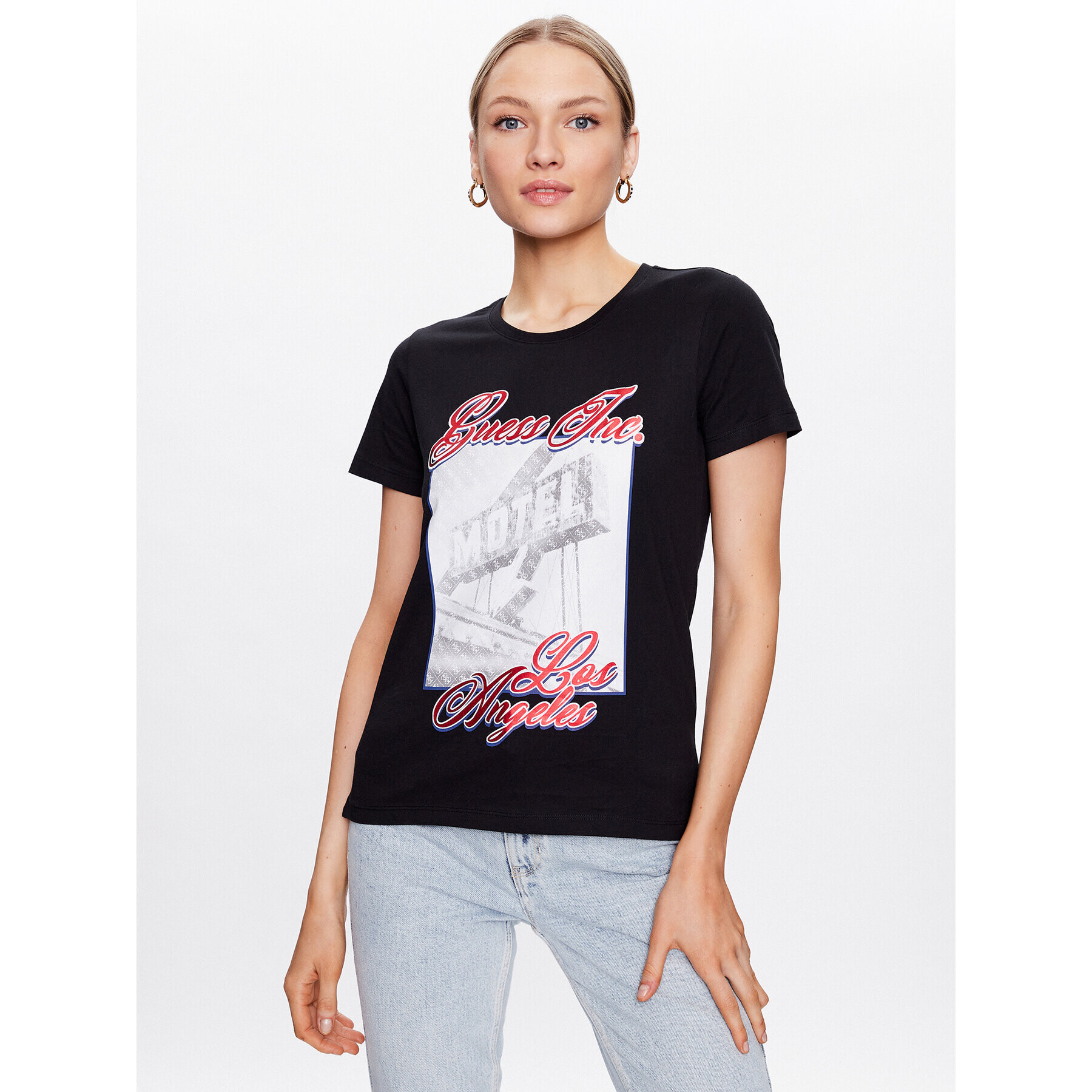 Guess T-Shirt Postcard W3GI20 JA914 Černá Regular Fit - Pepit.cz