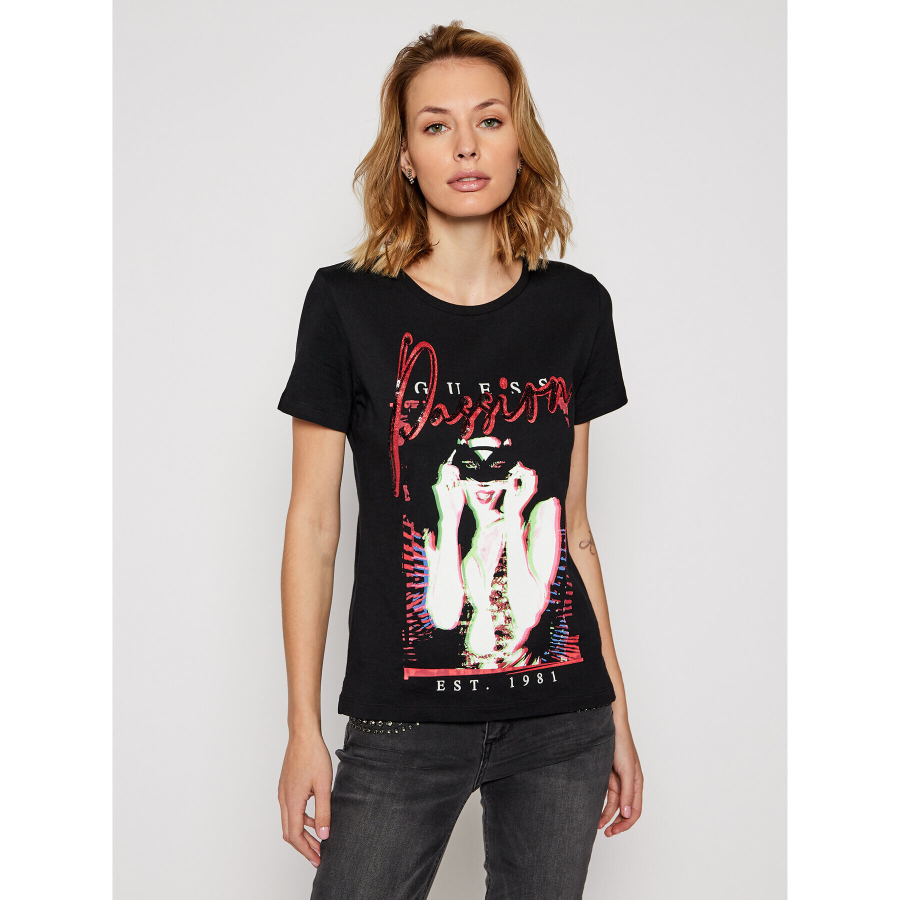 Guess T-Shirt Rafaela W0BI09 I3Z00 Černá Regular Fit - Pepit.cz