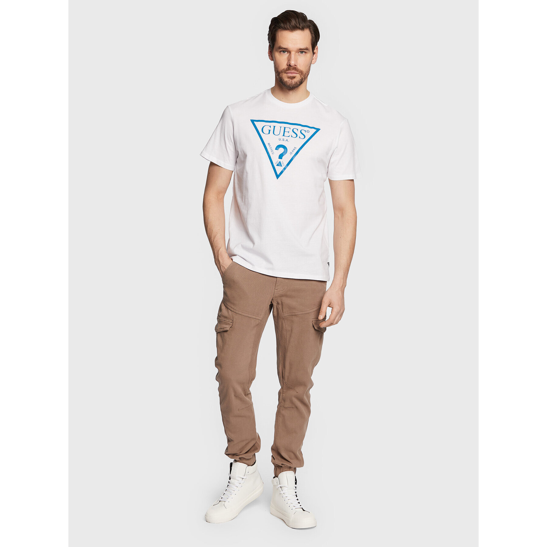 Guess T-Shirt Reflective Logo M3GI44 K9RM1 Bílá Slim Fit - Pepit.cz