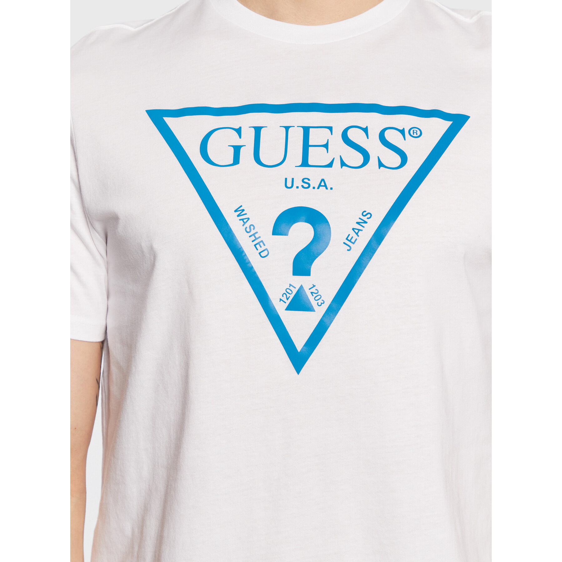 Guess T-Shirt Reflective Logo M3GI44 K9RM1 Bílá Slim Fit - Pepit.cz