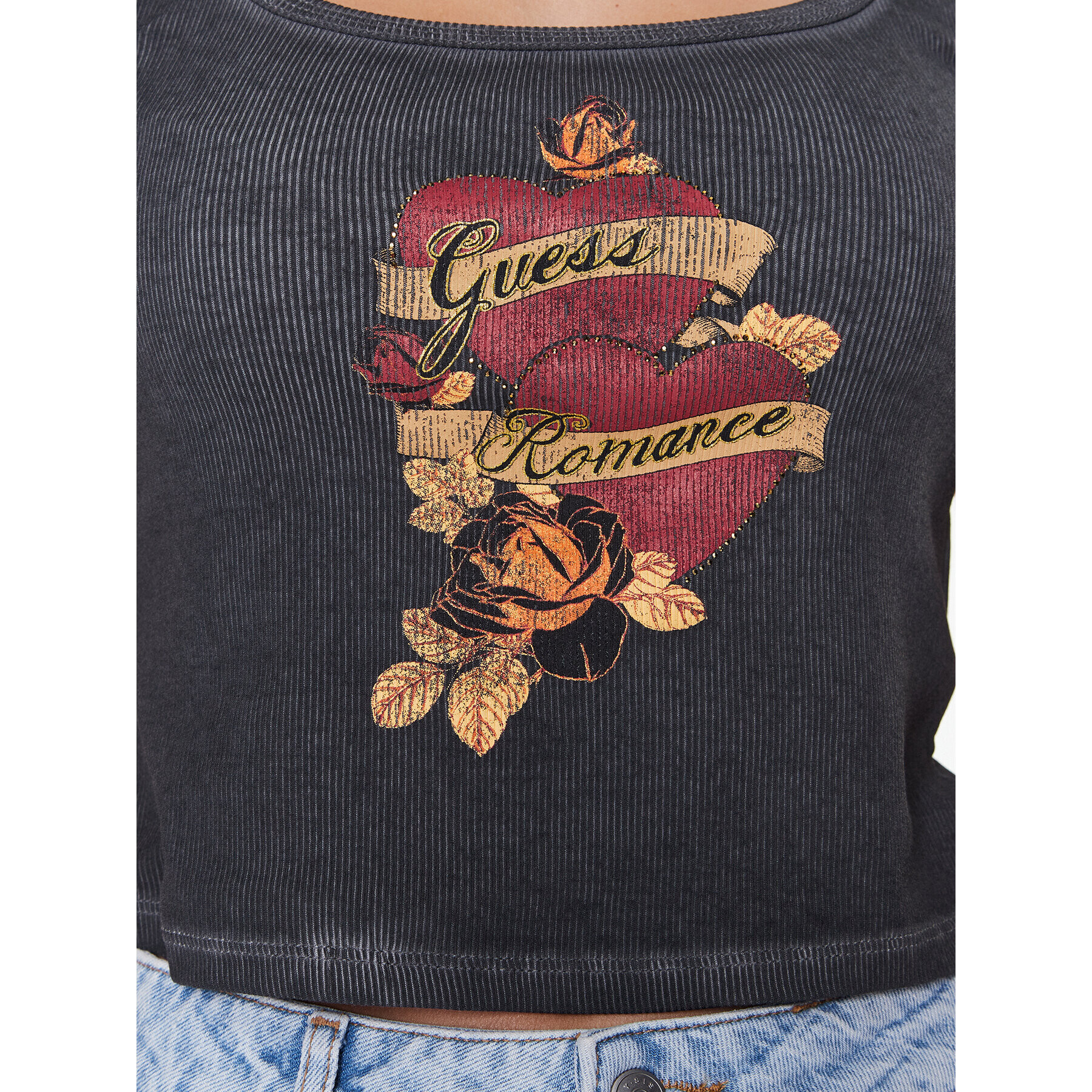 Guess T-Shirt Romance W3RI07 KA0H1 Černá Slim Fit - Pepit.cz