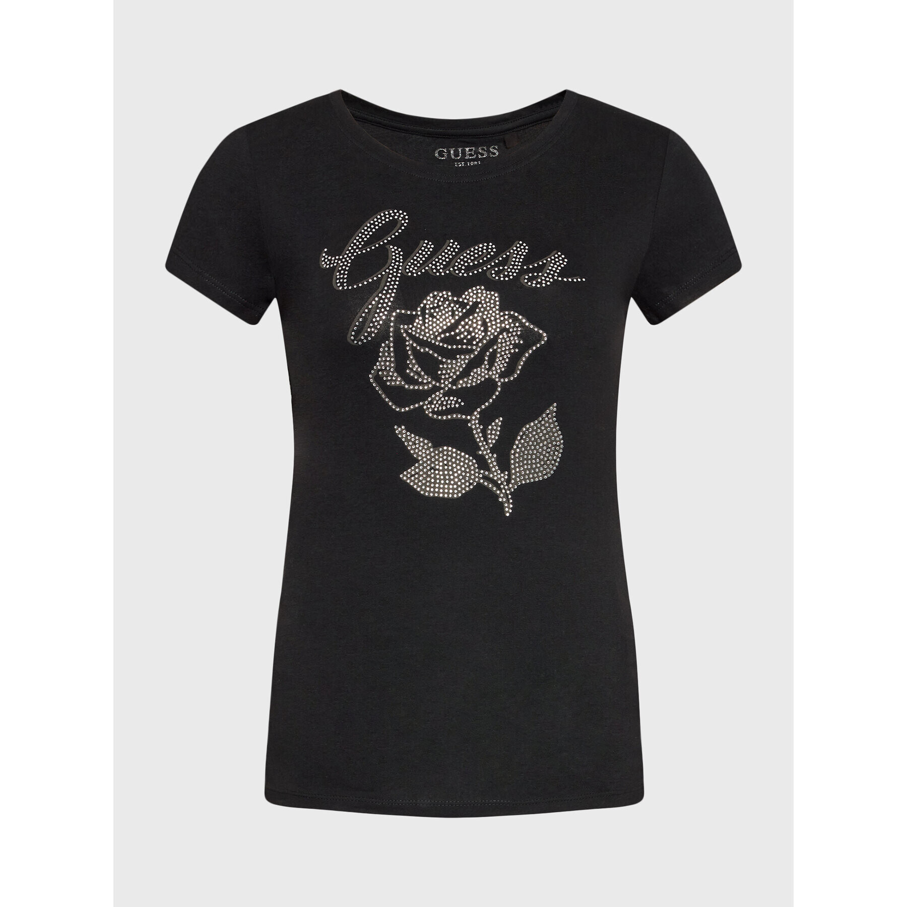 Guess T-Shirt Rose Logo W2BI29 KA0Q3 Černá Slim Fit - Pepit.cz