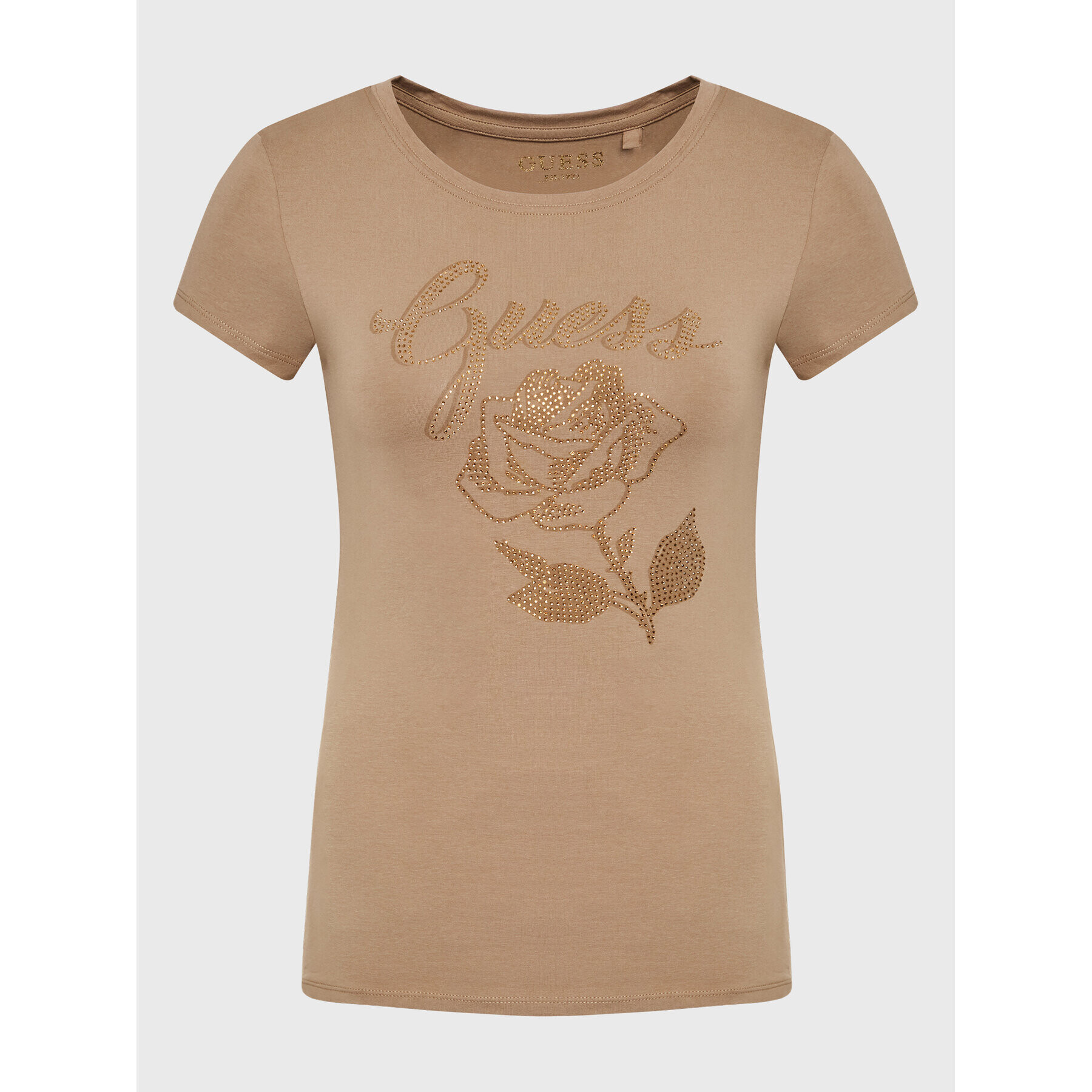 Guess T-Shirt Rose Logo W2BI29 KA0Q3 Hnědá Slim Fit - Pepit.cz