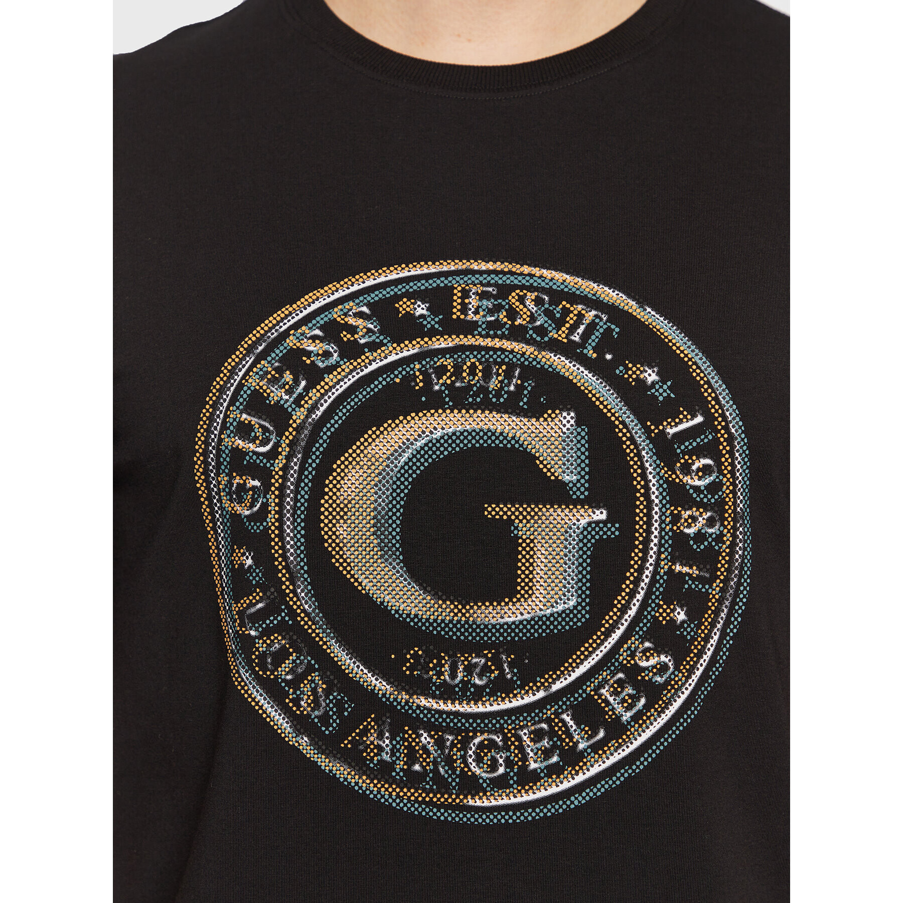 Guess T-Shirt Round Logo M3GI11 J1314 Černá Slim Fit - Pepit.cz