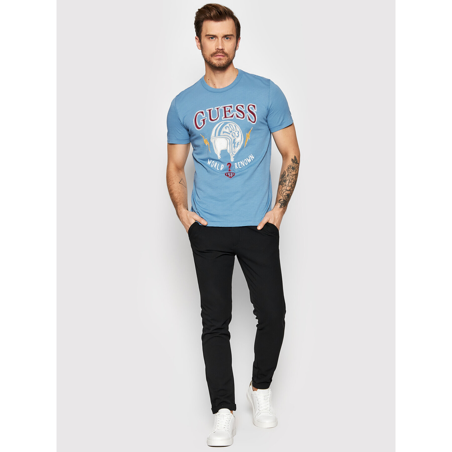 Guess T-Shirt Route M2GI02 K6XN1 Modrá Slim Fit - Pepit.cz