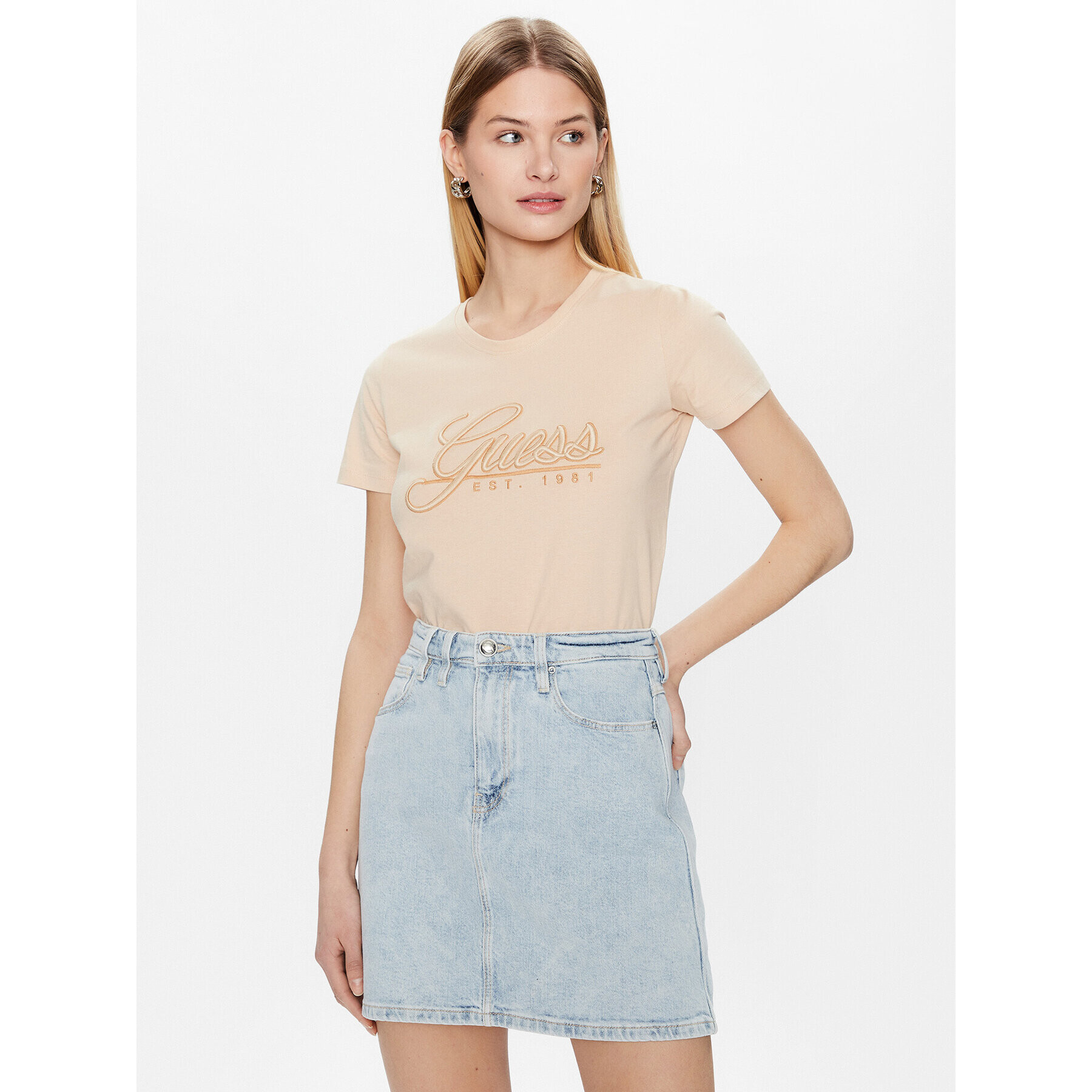 Guess T-Shirt Script W3GI36 I3Z14 Béžová Regular Fit - Pepit.cz