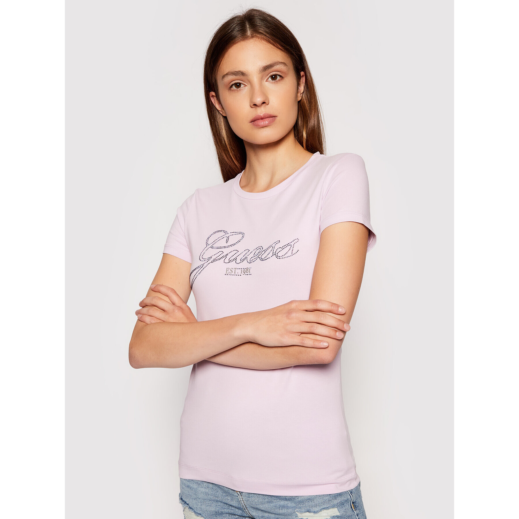 Guess T-Shirt Selina W1YI85 J1311 Fialová Slim Fit - Pepit.cz