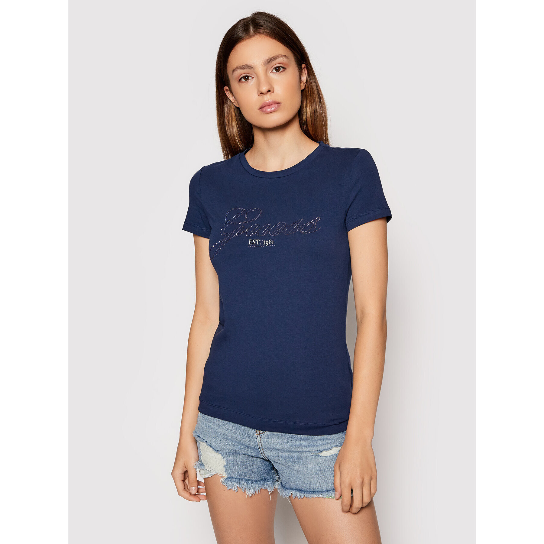 Guess T-Shirt Selina W1YI85 J1311 Tmavomodrá Slim Fit - Pepit.cz