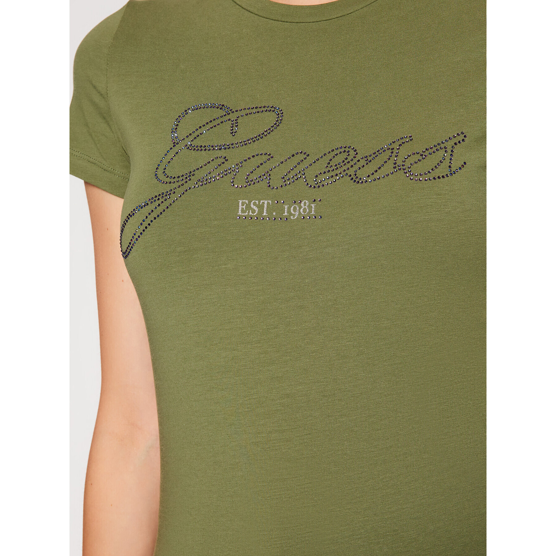 Guess T-Shirt Selina W1YI85 J1311 Zelená Slim Fit - Pepit.cz