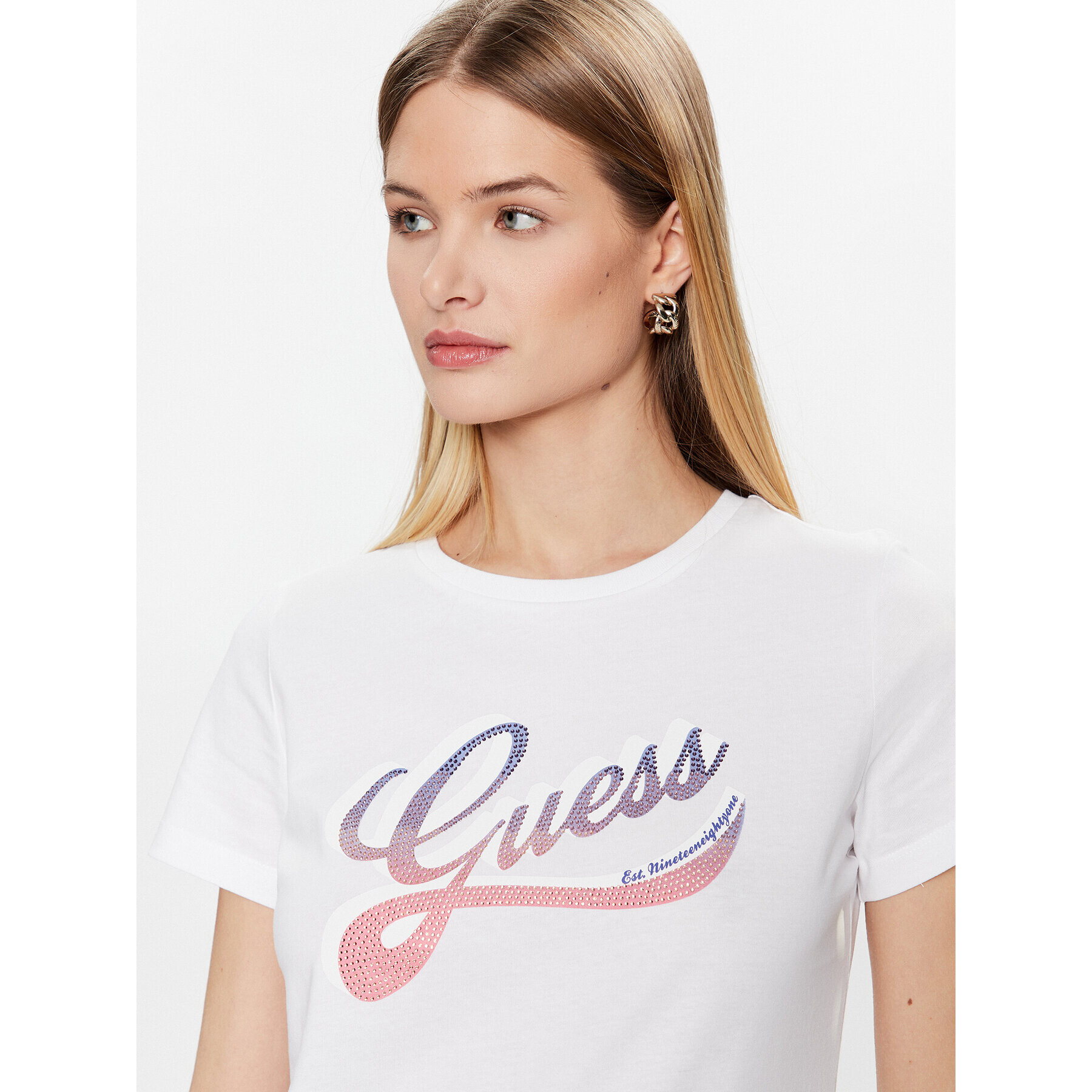 Guess T-Shirt Shaded Logo W3GI34 I3Z14 Bílá Regular Fit - Pepit.cz