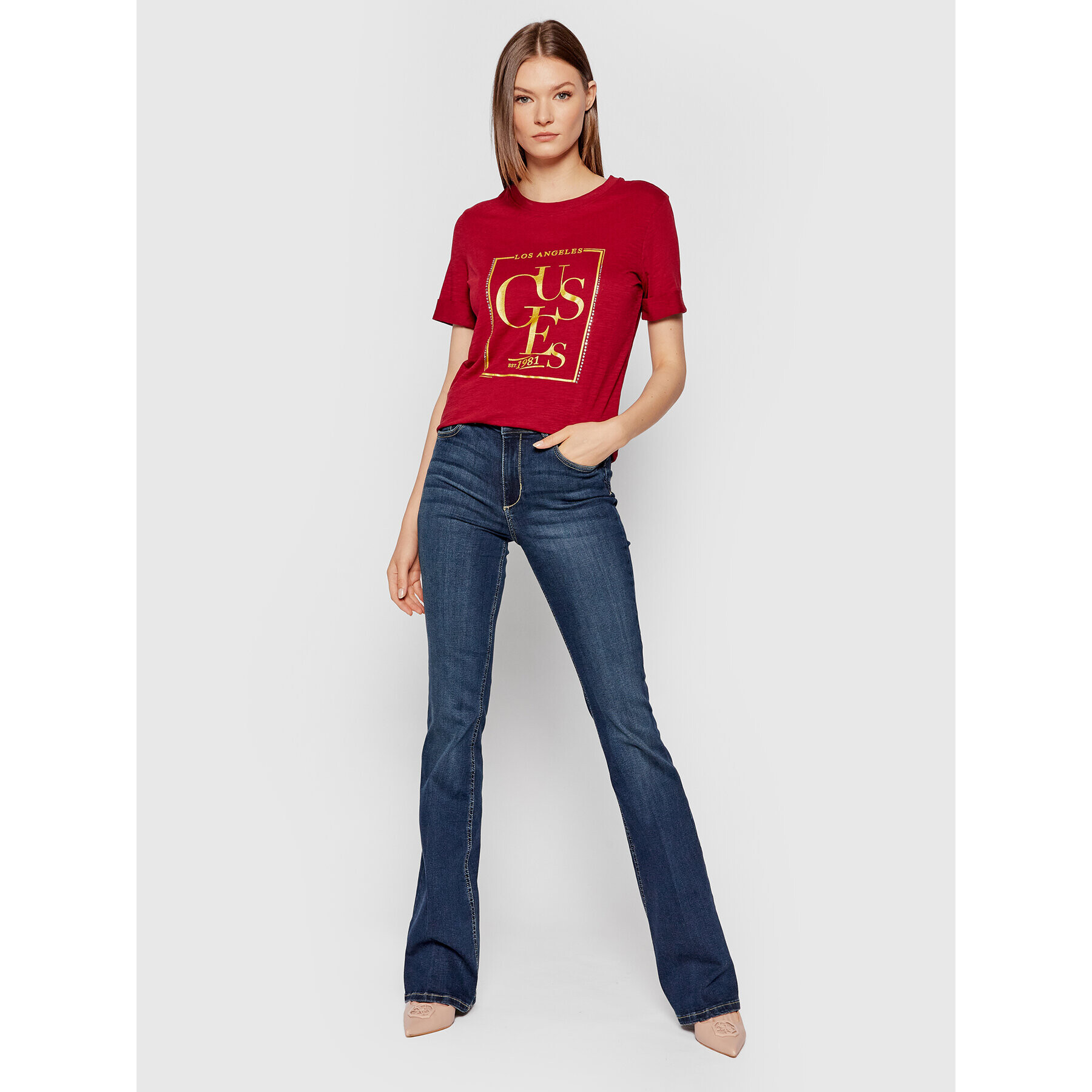 Guess T-Shirt Simonne W1YI0Q R8G00 Bordó Regular Fit - Pepit.cz