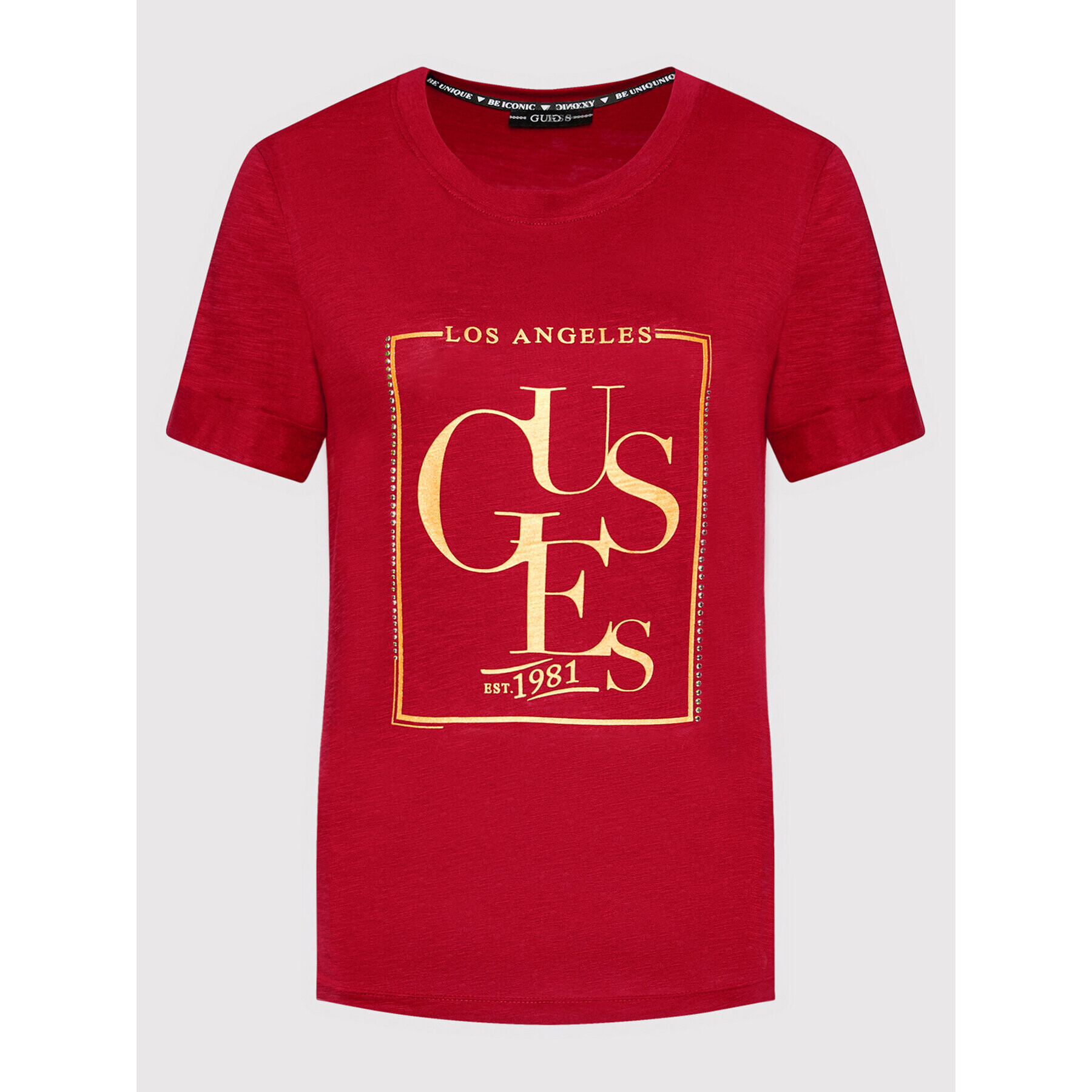 Guess T-Shirt Simonne W1YI0Q R8G00 Bordó Regular Fit - Pepit.cz