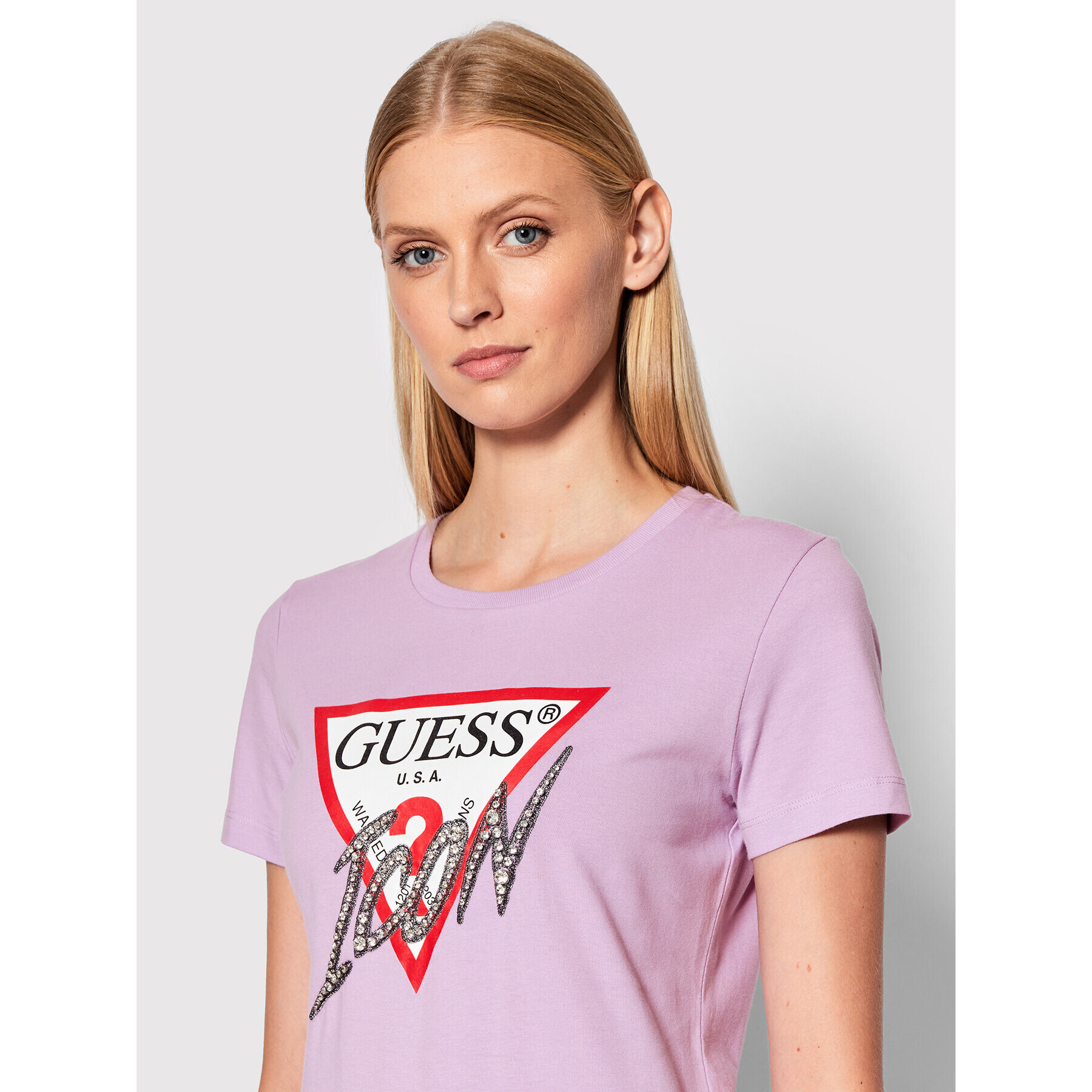 Guess T-Shirt Sparkle Icon W2RI07 I3Z11 Fialová Regular Fit - Pepit.cz