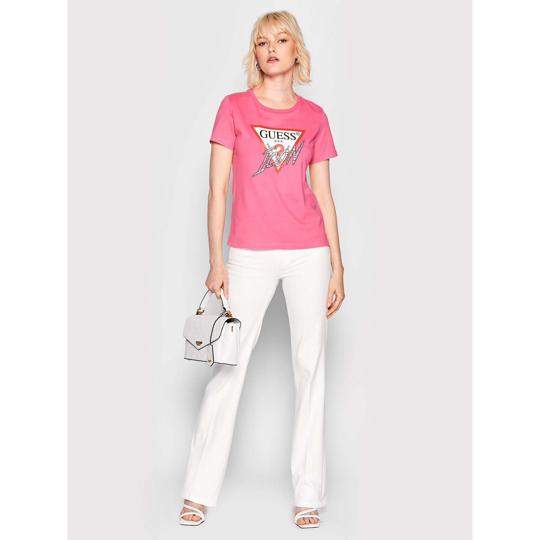 Guess T-Shirt Sparkle Icon W2RI07 I3Z11 Růžová Regular Fit - Pepit.cz